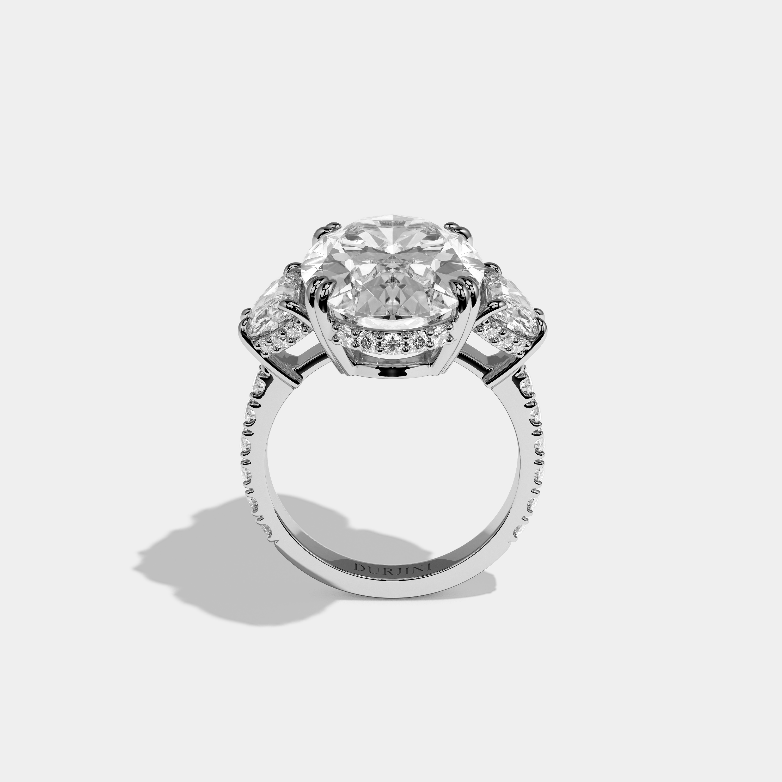 Leah Diamond Oval Halo Engagement Ring 18K White Gold 12.00ct