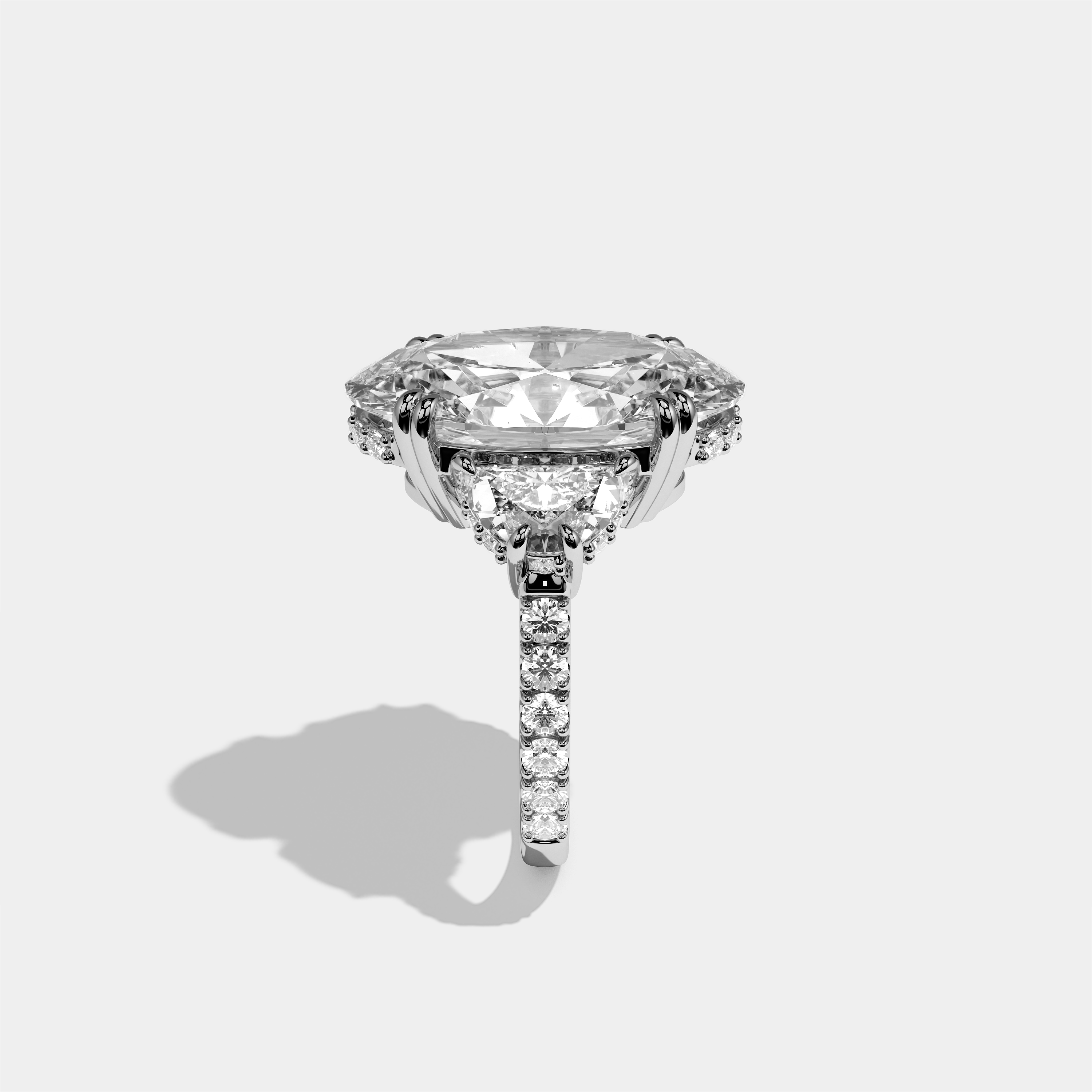 Leah Diamond Oval Halo Engagement Ring 18K White Gold 12.00ct