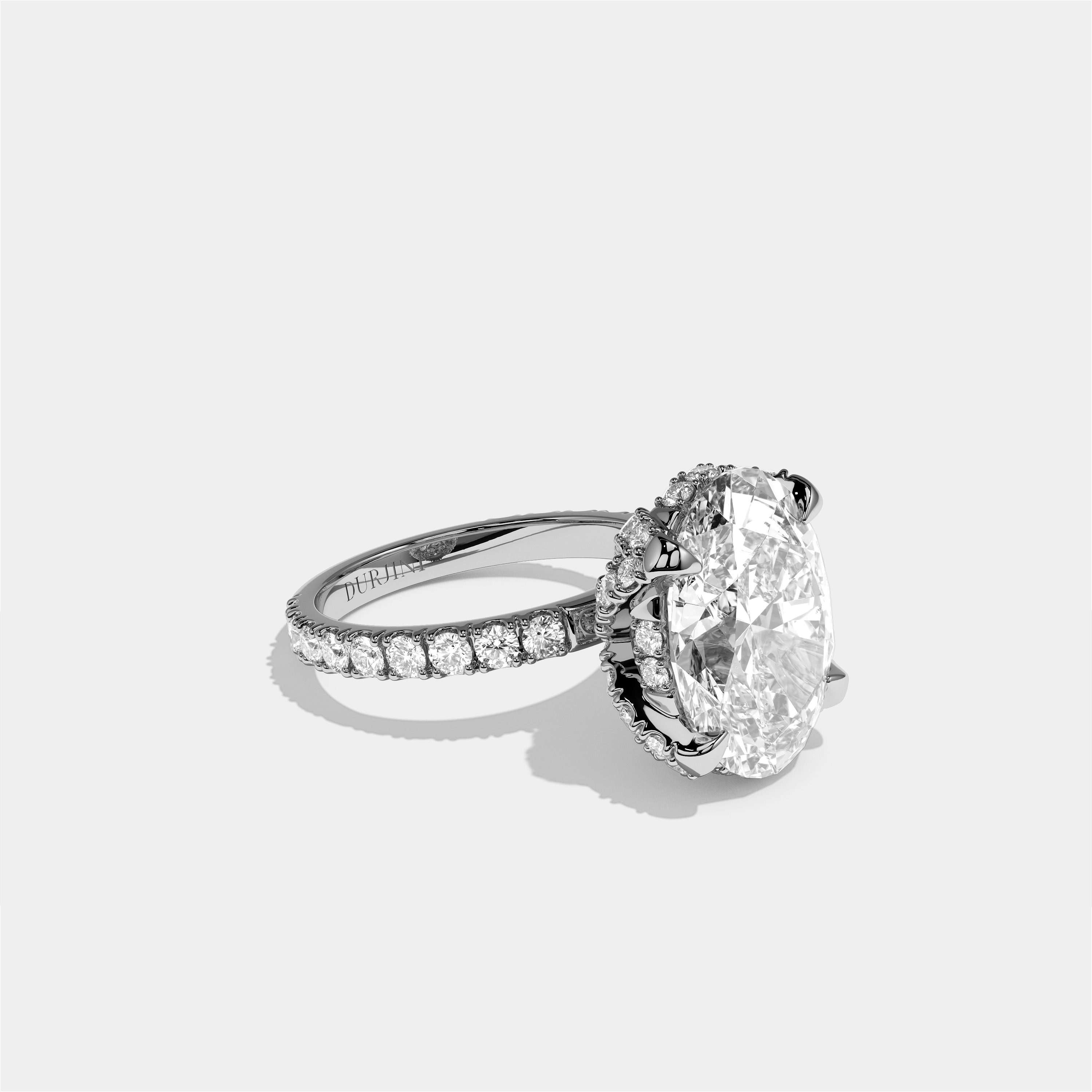 Rebecca Diamond Oval Halo Engagement Ring 18K White Gold 10.00ct