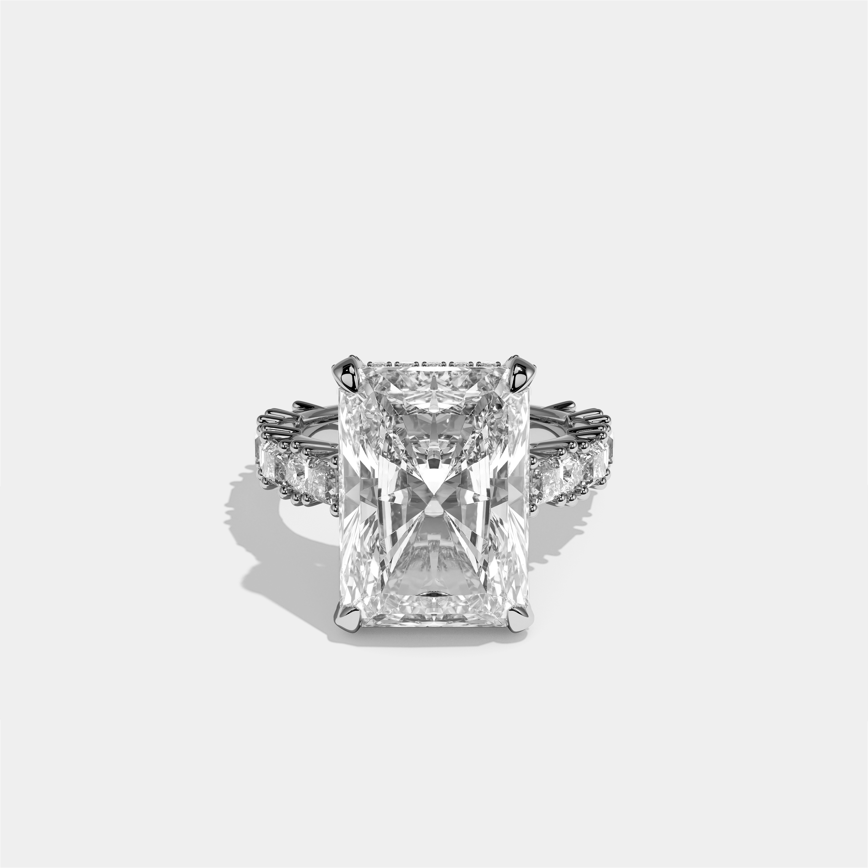 Ruth Diamond Radiant Halo Engagement Ring 18K White Gold 12.00ct