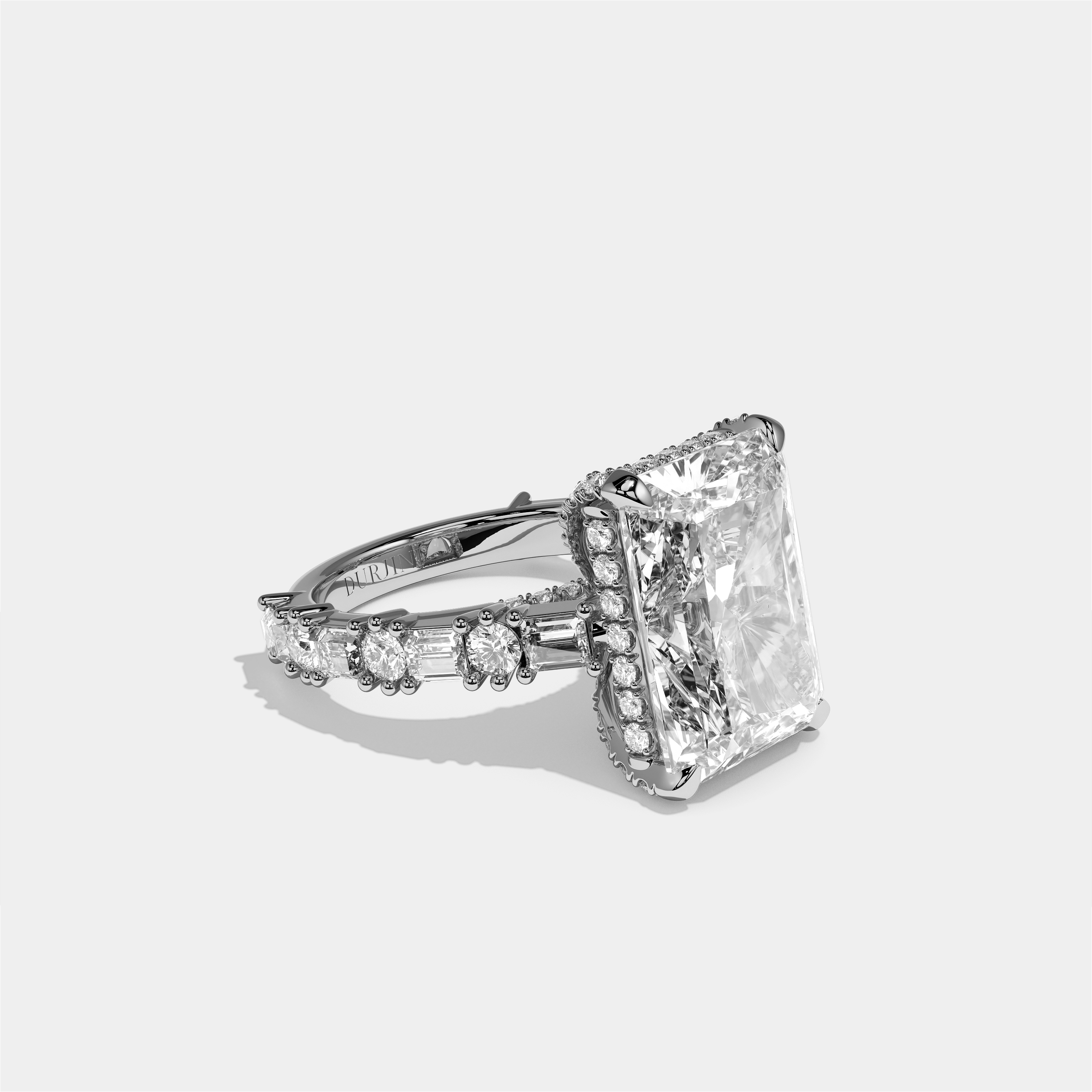 Ruth Diamond Radiant Halo Engagement Ring 18K White Gold 12.00ct
