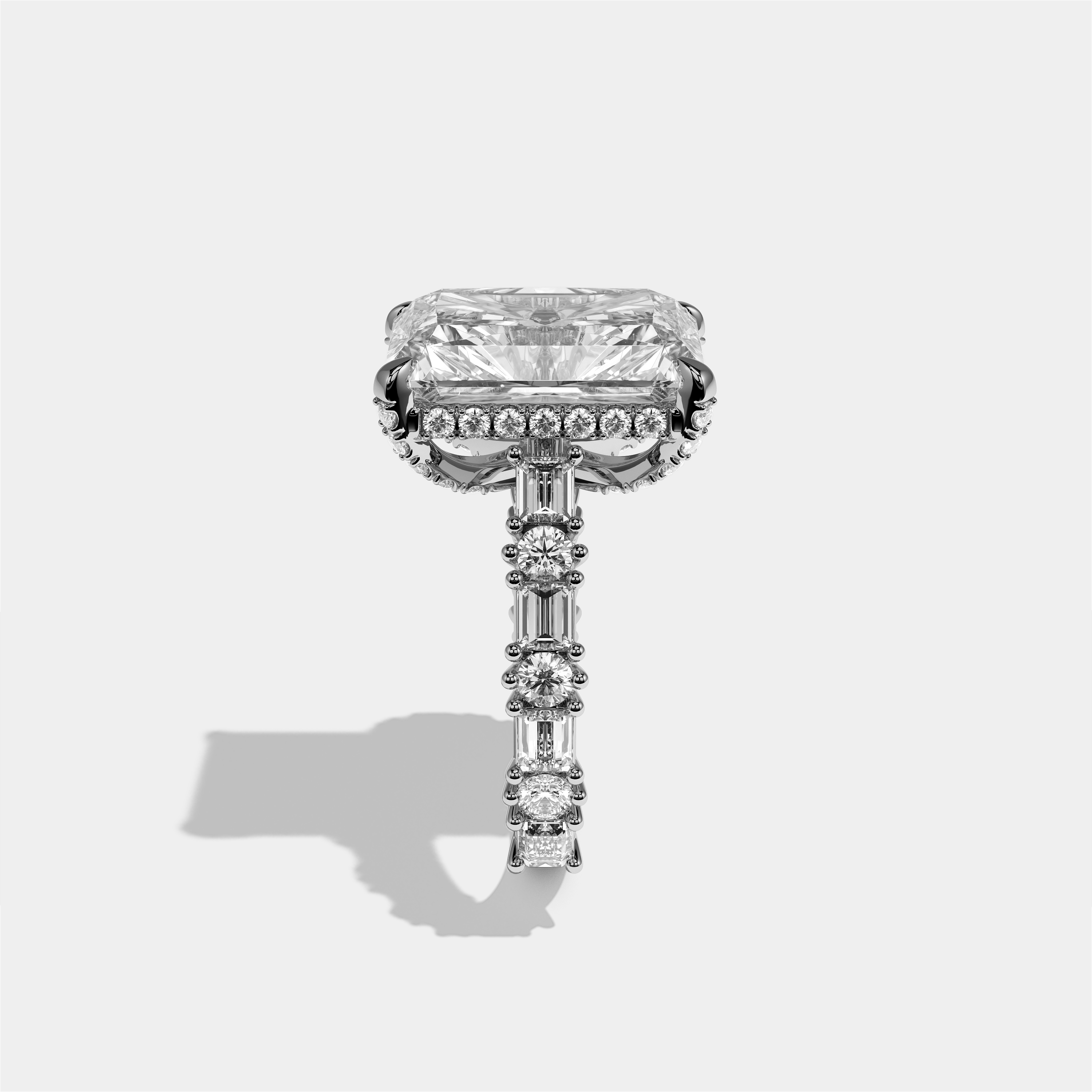 Ruth Diamond Radiant Halo Engagement Ring 18K White Gold 12.00ct