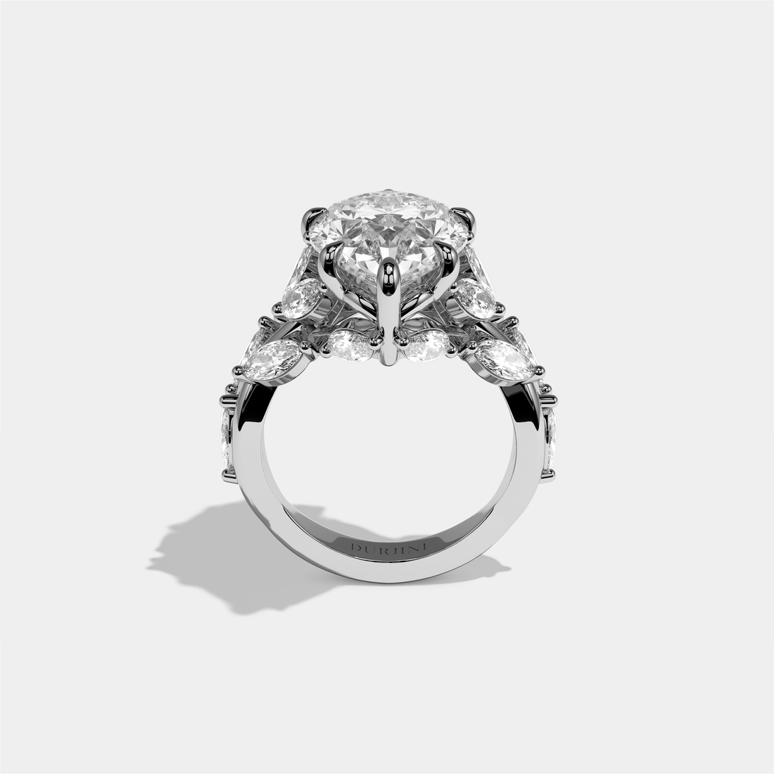 Talia Diamond Pear Engagement Ring 18K White Gold 10.00ct