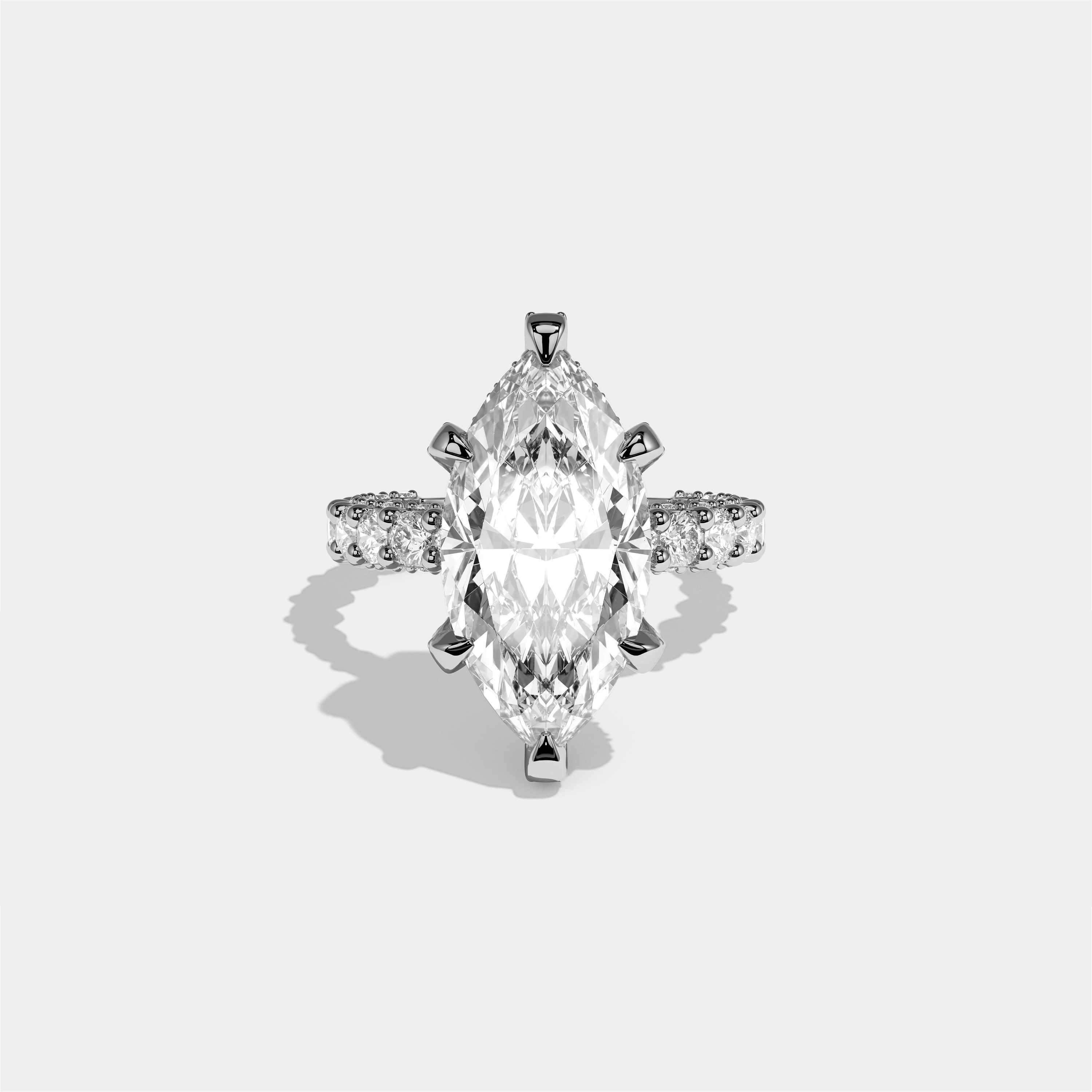 Aviva Diamond Marquise Halo Engagement Ring 18K White Gold 12.00ct