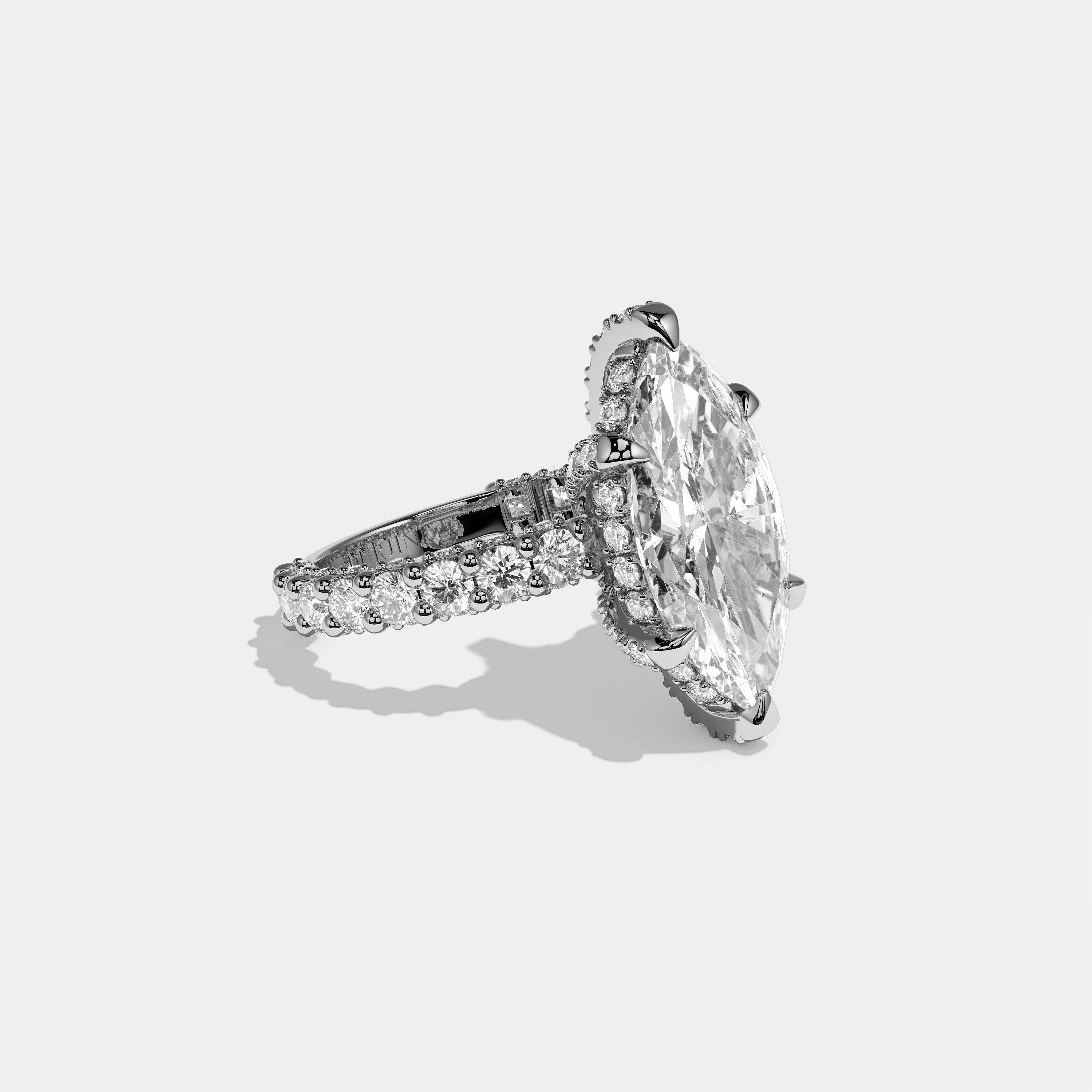 Aviva Diamond Marquise Halo Engagement Ring 18K White Gold 12.00ct