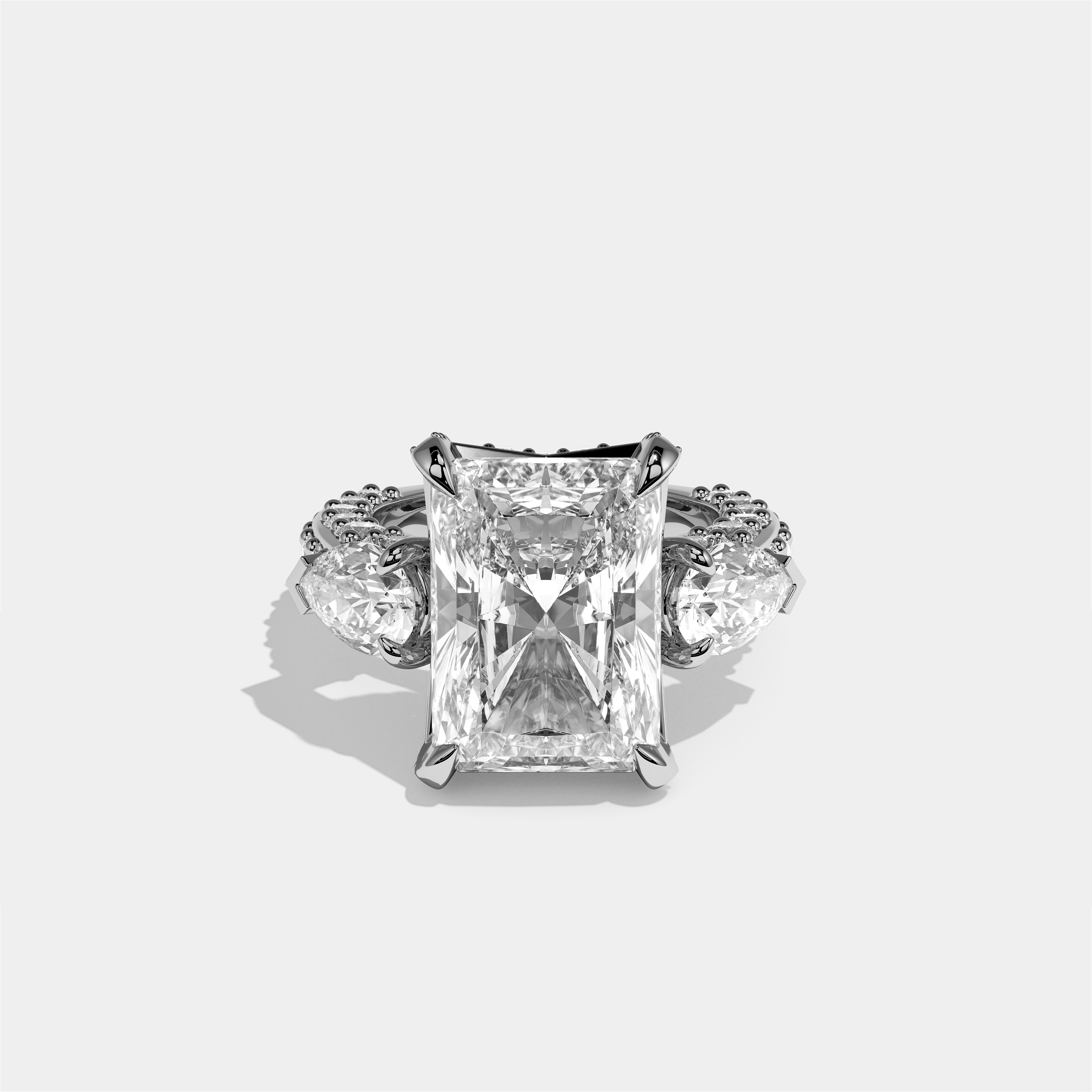 Hannah Eclat Diamond Radiant Halo Engagement Ring 18K White Gold 15.00ct