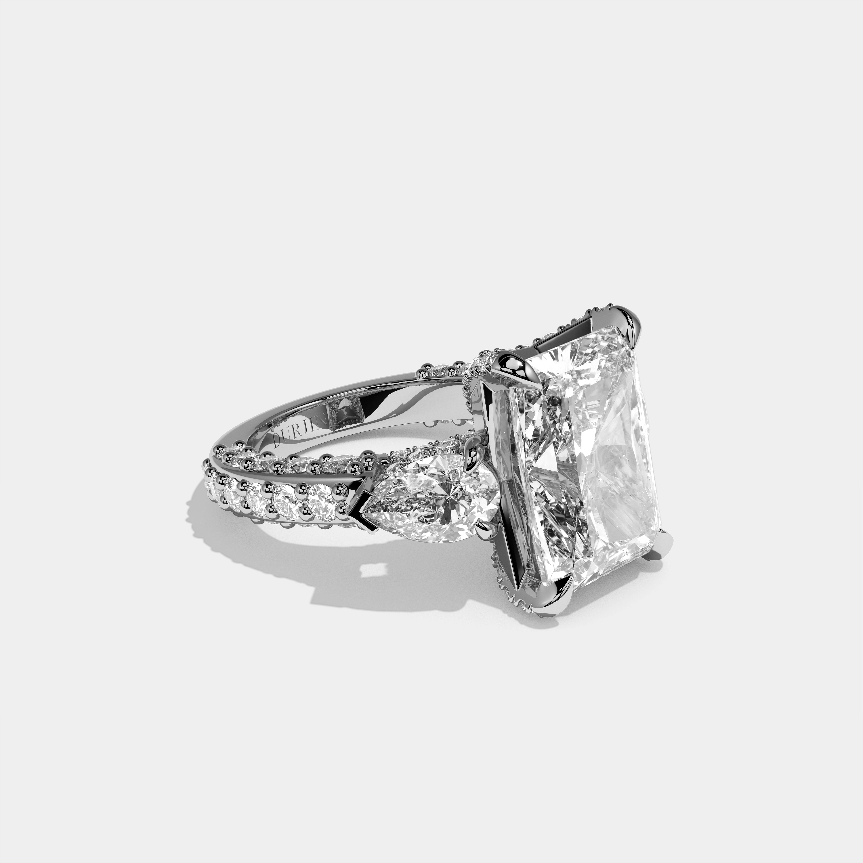 Hannah Eclat Diamond Radiant Halo Engagement Ring 18K White Gold 15.00ct