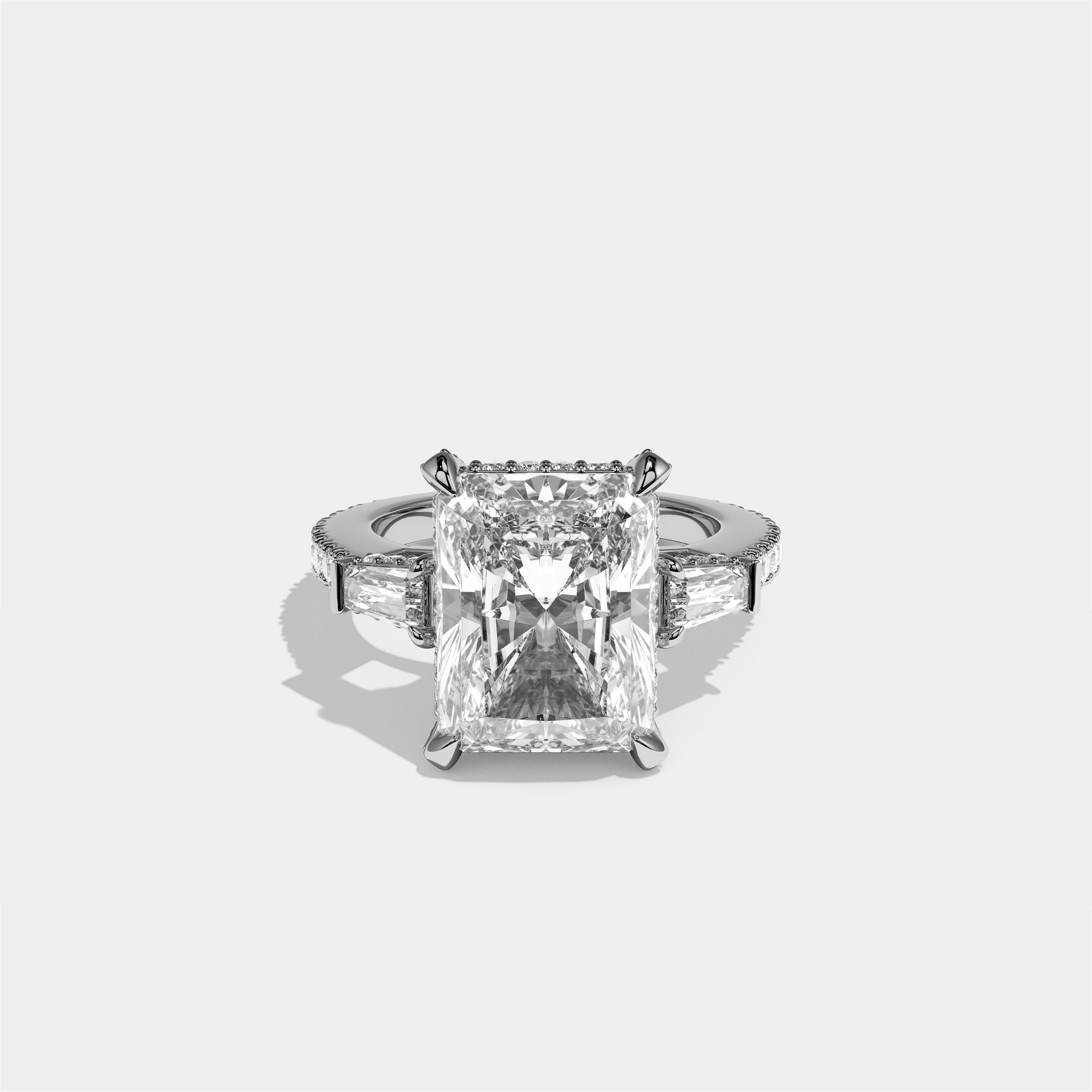 Esther Eclat Diamond Radiant Halo Engagement Ring 18K White Gold 11.00ct