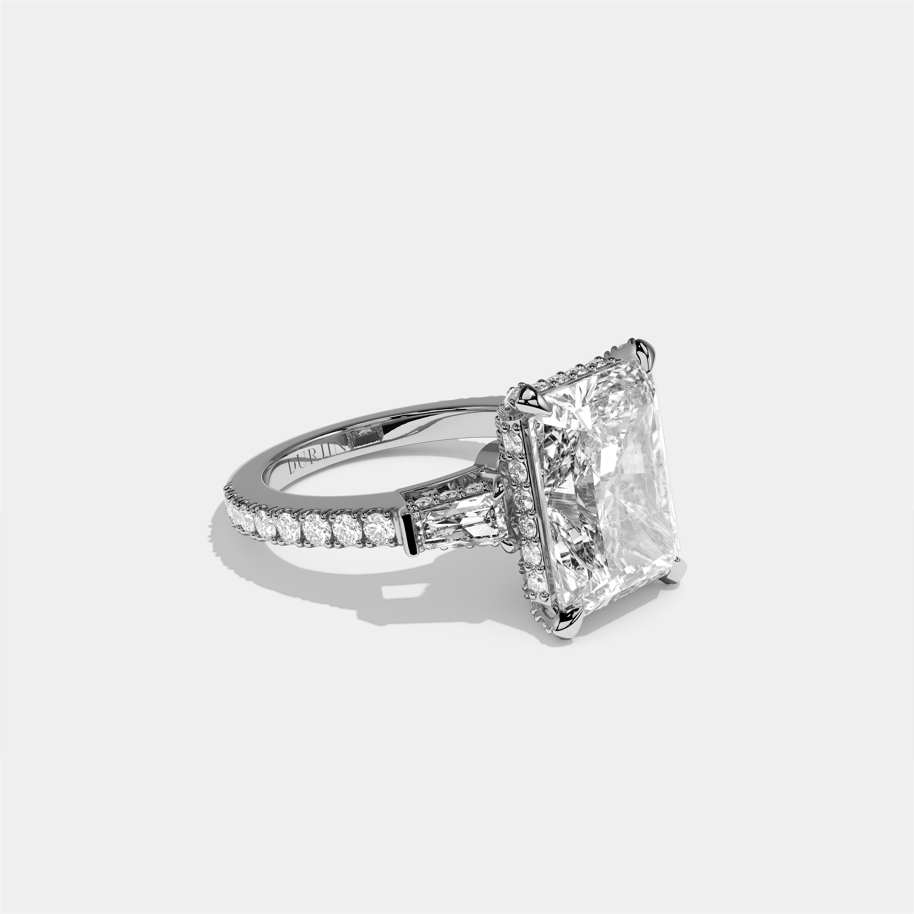 Esther Eclat Diamond Radiant Halo Engagement Ring 18K White Gold 11.00ct