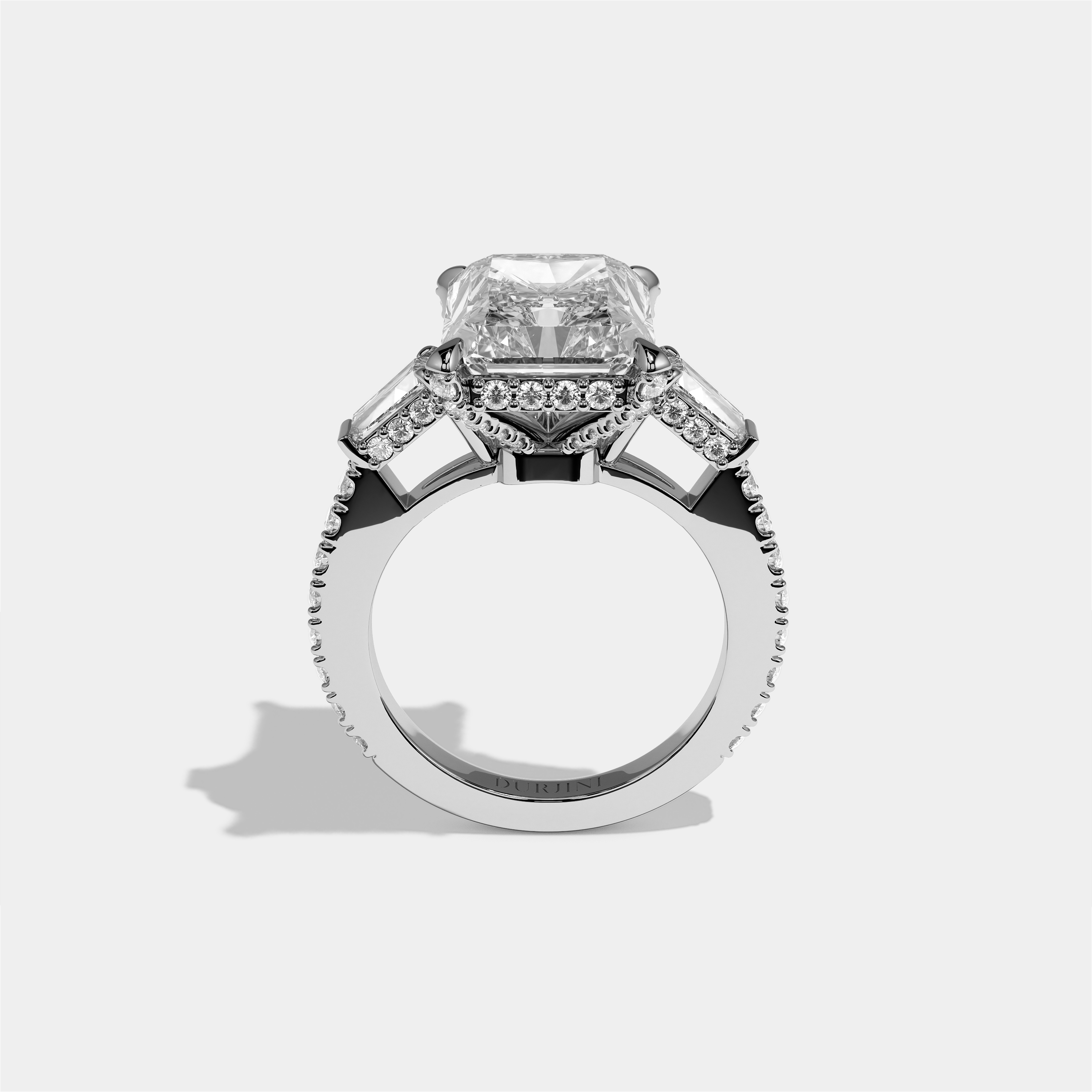 Esther Eclat Diamond Radiant Halo Engagement Ring 18K White Gold 11.00ct