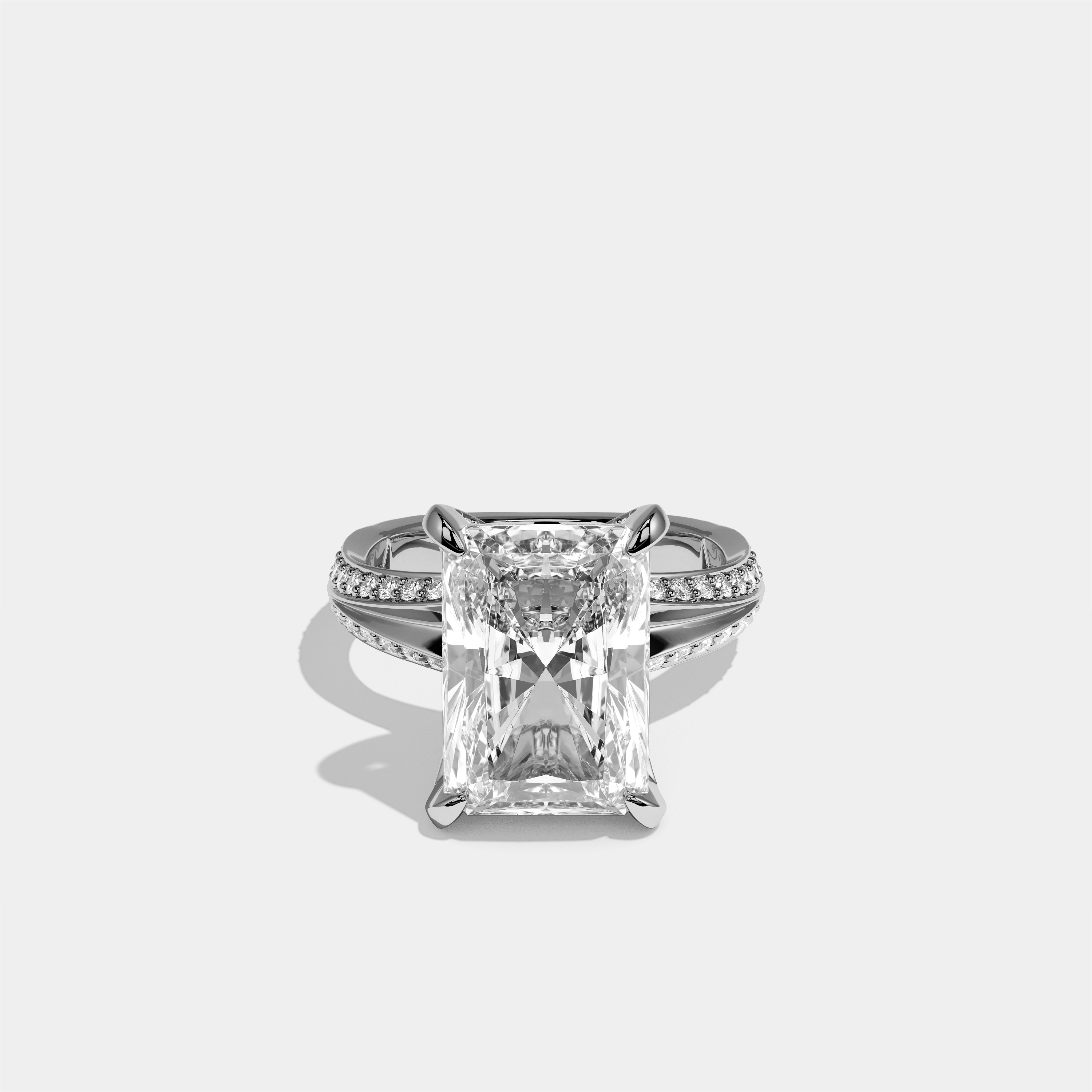 Gila Eclat Diamond Radiant Halo Engagement Ring 18K White Gold 9.00ct