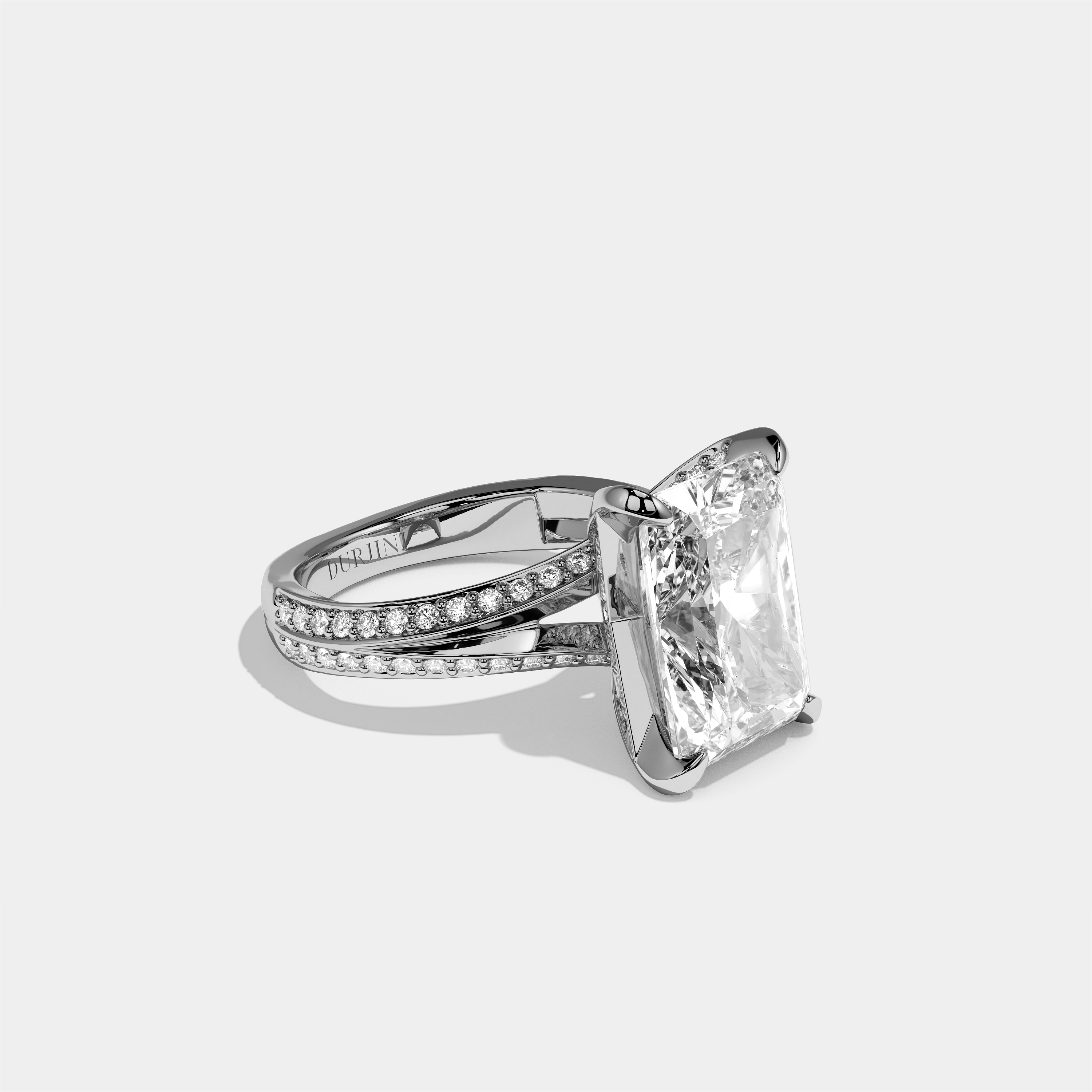 Gila Eclat Diamond Radiant Halo Engagement Ring 18K White Gold 9.00ct