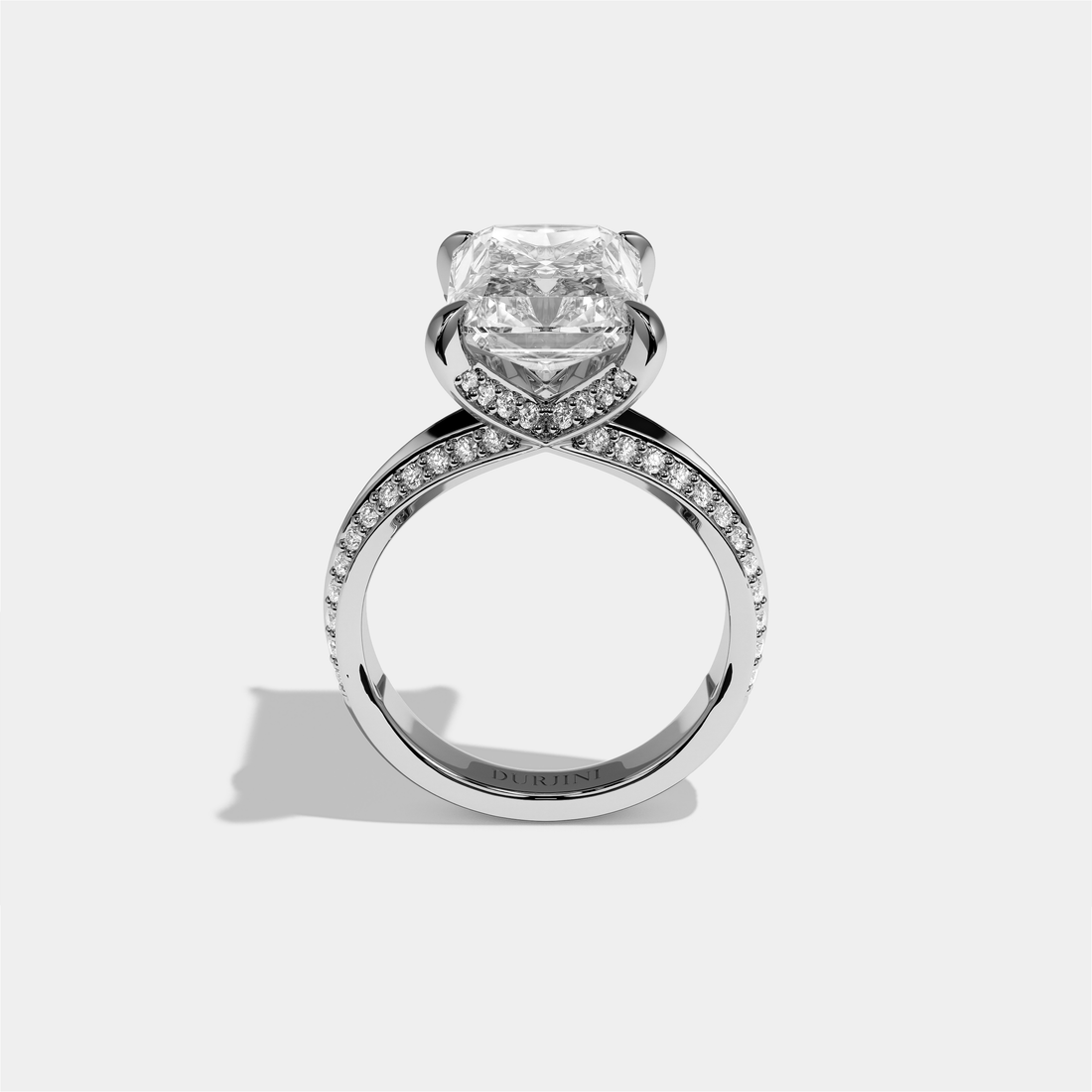 Gila Eclat Diamond Radiant Halo Engagement Ring 18K White Gold 9.00ct