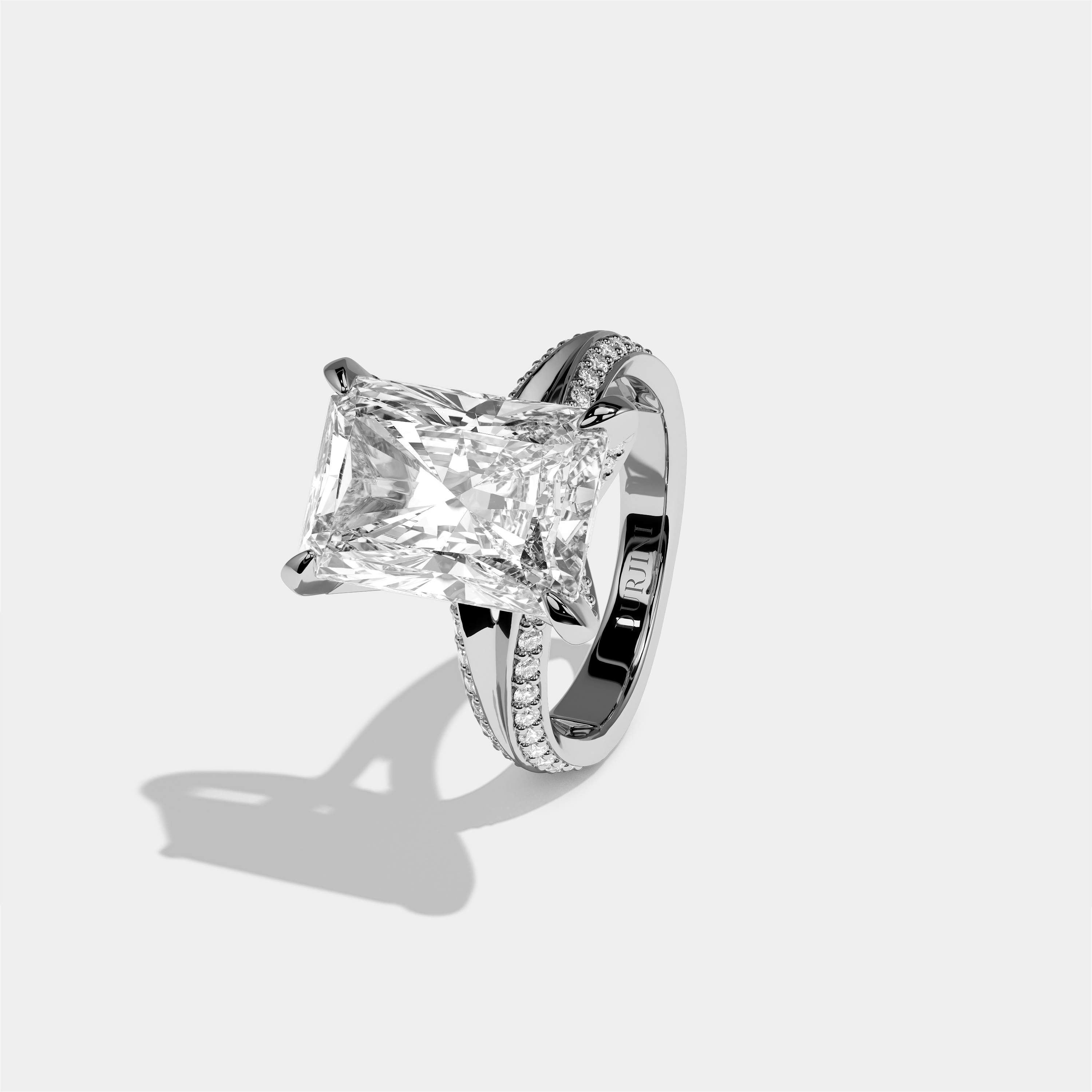 Gila Eclat Diamond Radiant Halo Engagement Ring 18K White Gold 9.00ct