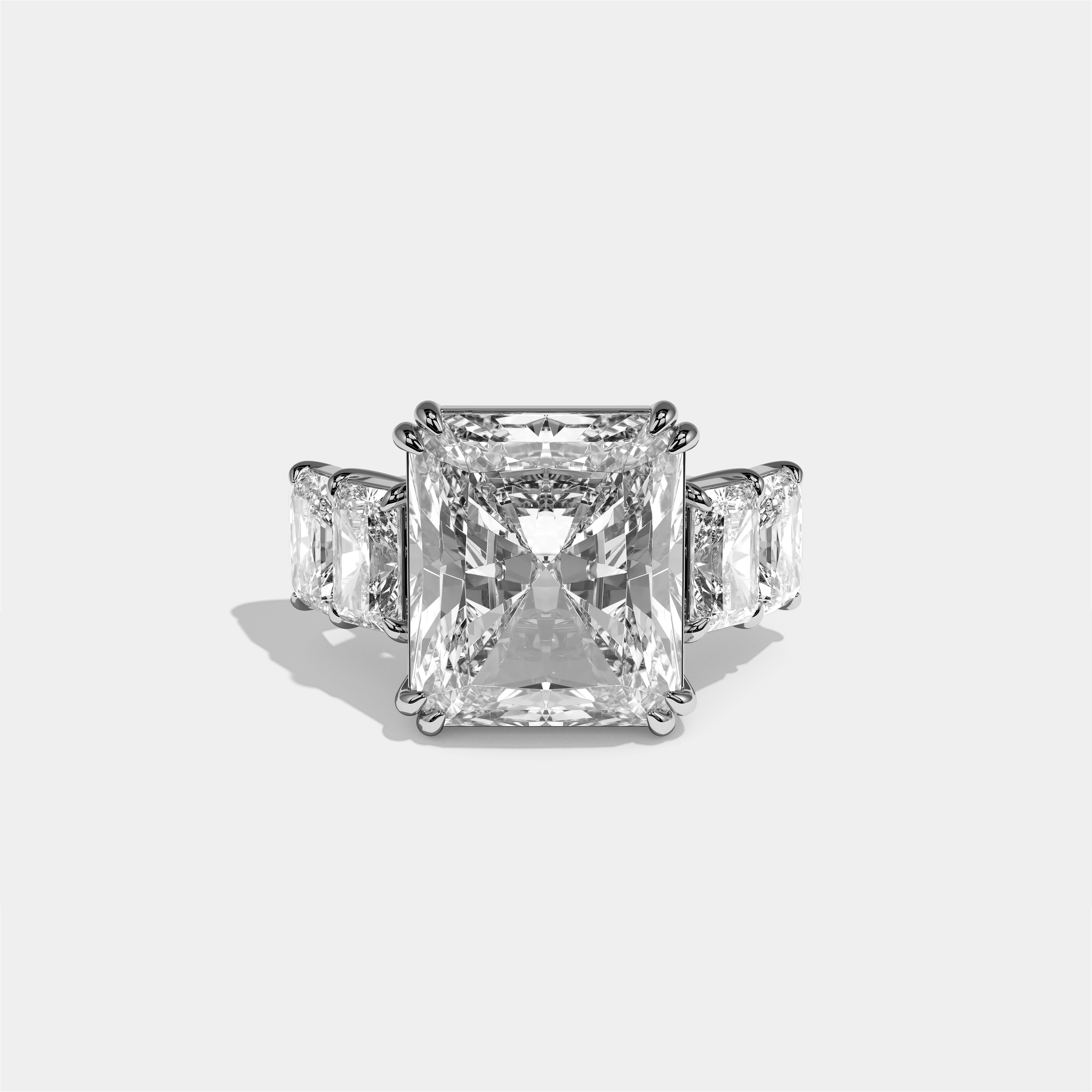 Hila Diamond Radiant Halo Engagement Ring 18K White Gold 40.00ct
