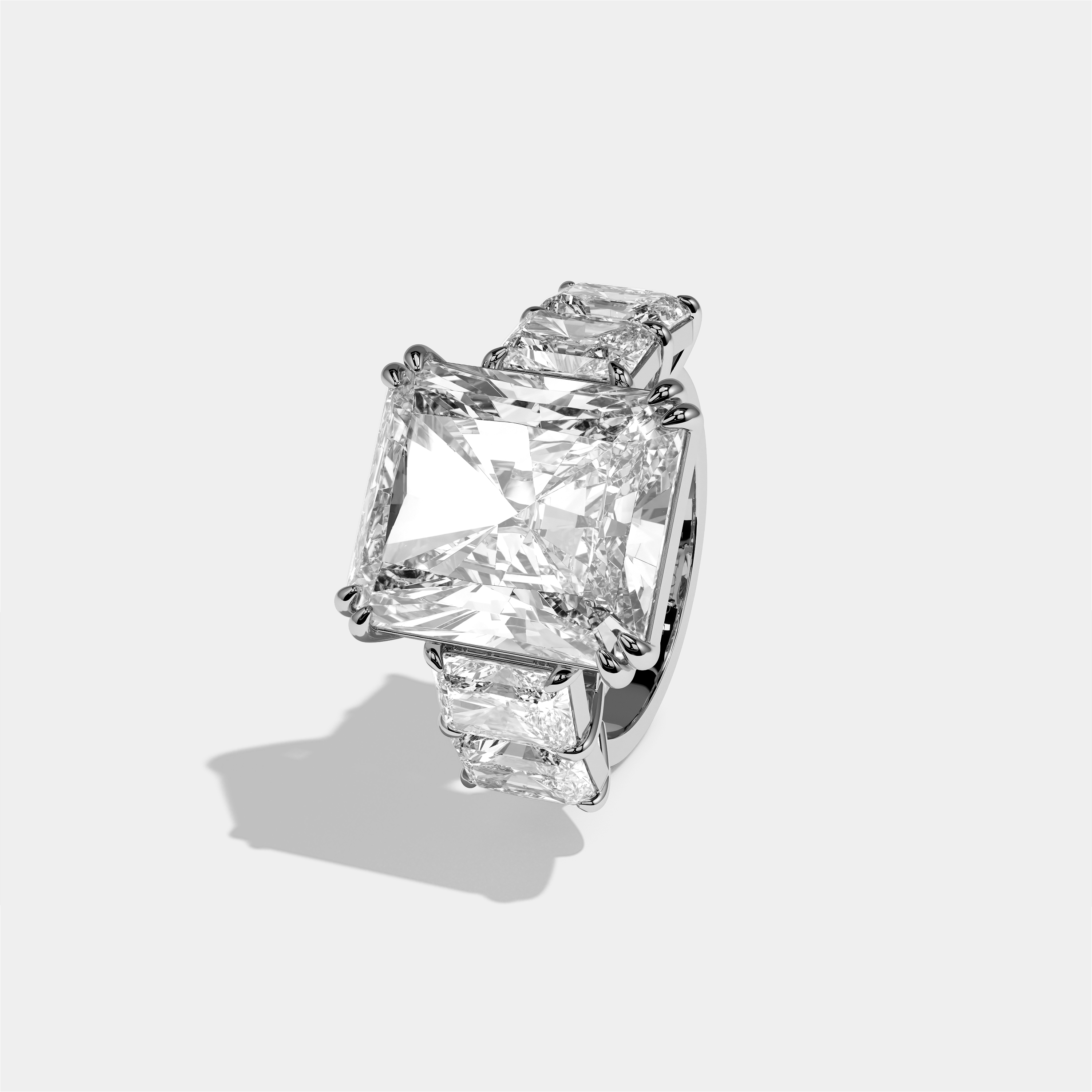 Hila Diamond Radiant Halo Engagement Ring 18K White Gold 40.00ct