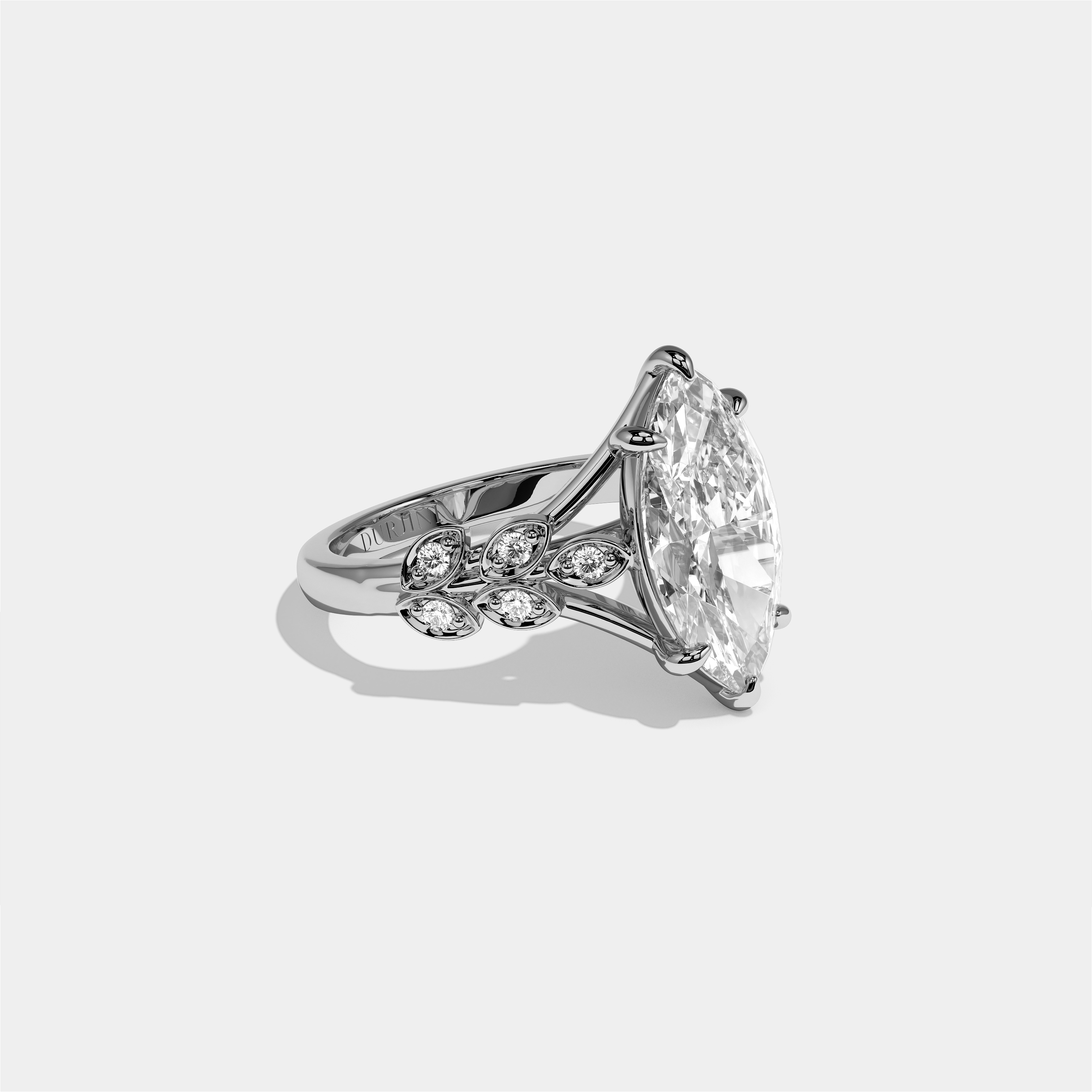 Aurisse Eclat Diamond Marquise Halo Engagement Ring 18K White Gold 6.00ct