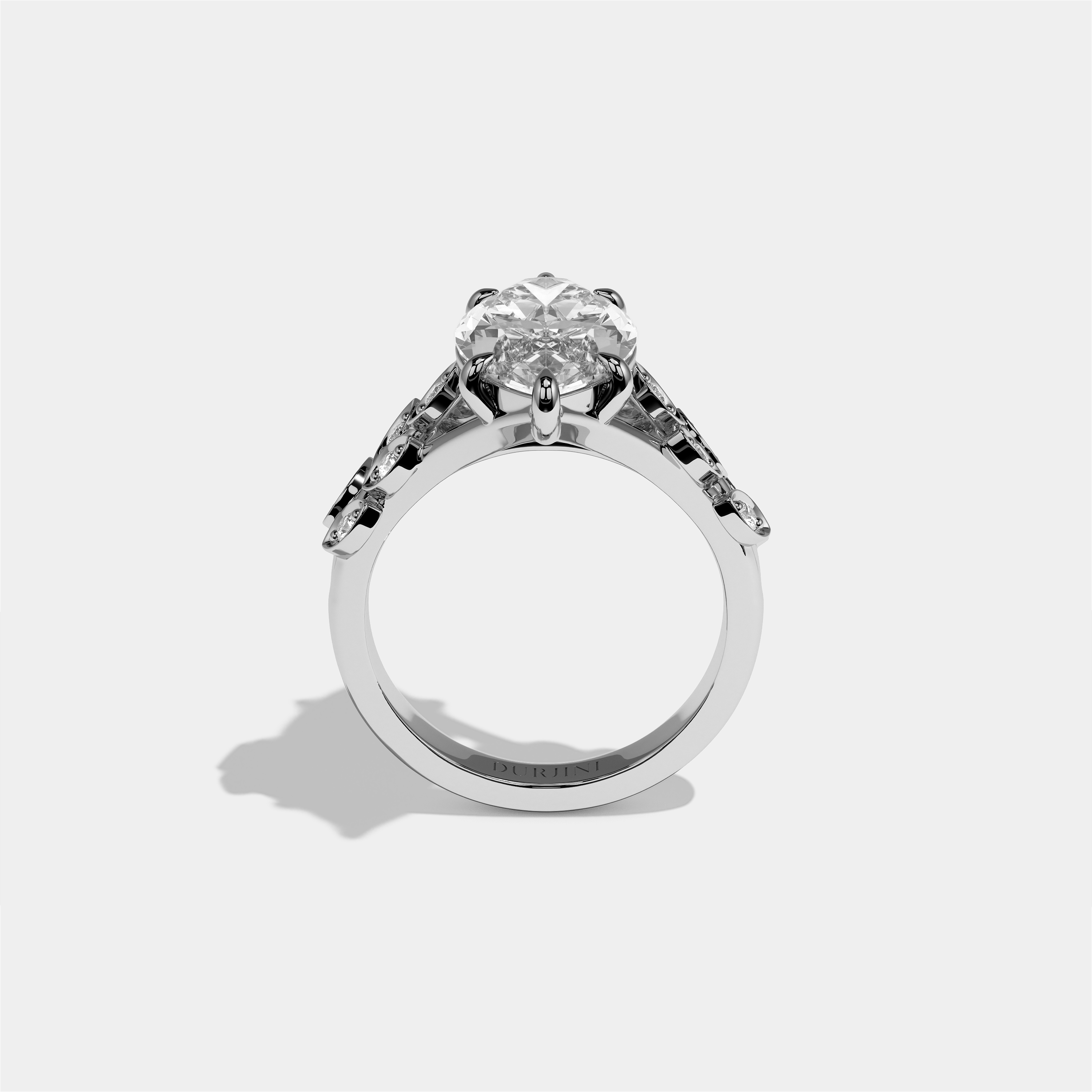 Aurisse Eclat Diamond Marquise Halo Engagement Ring 18K White Gold 6.00ct