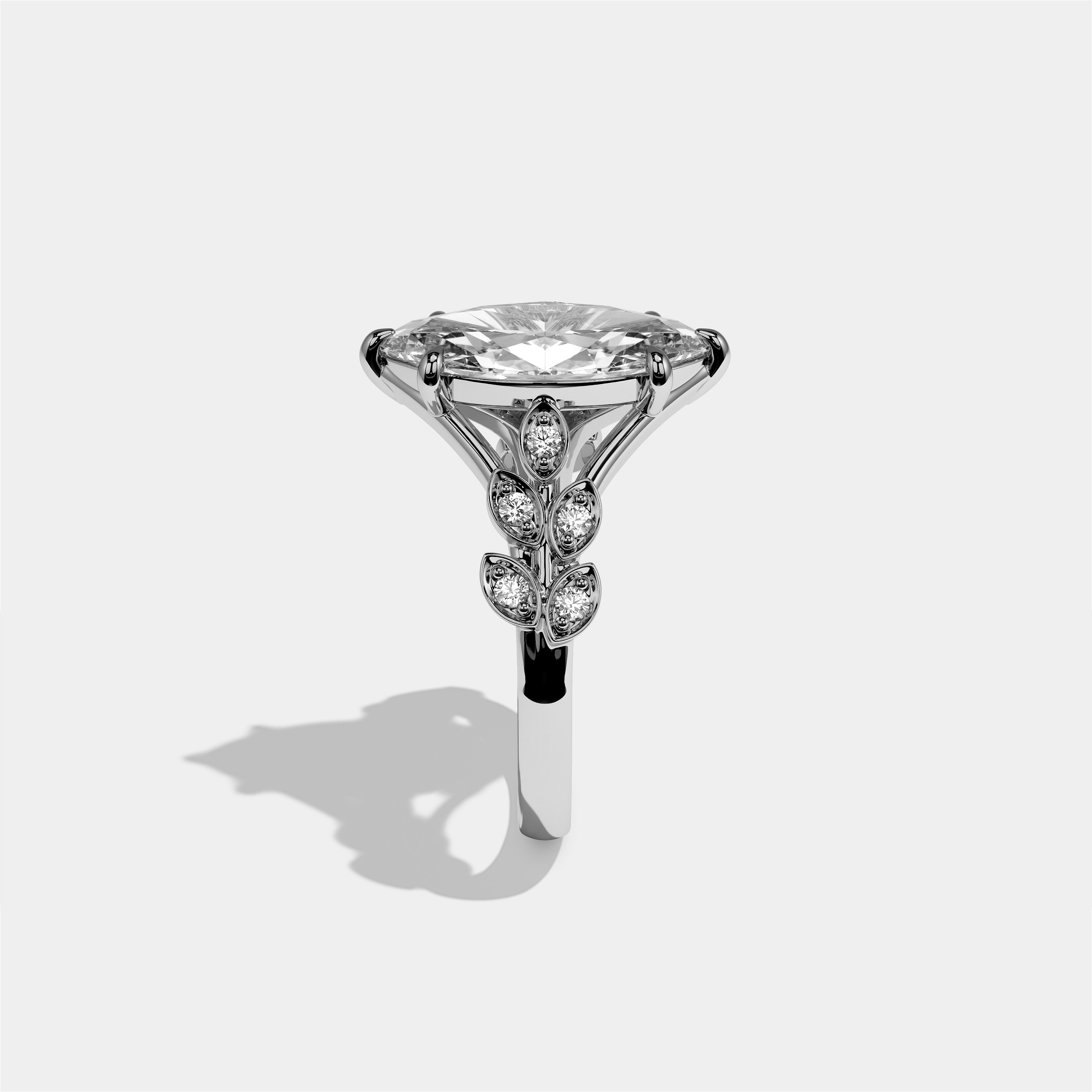 Aurisse Eclat Diamond Marquise Halo Engagement Ring 18K White Gold 6.00ct