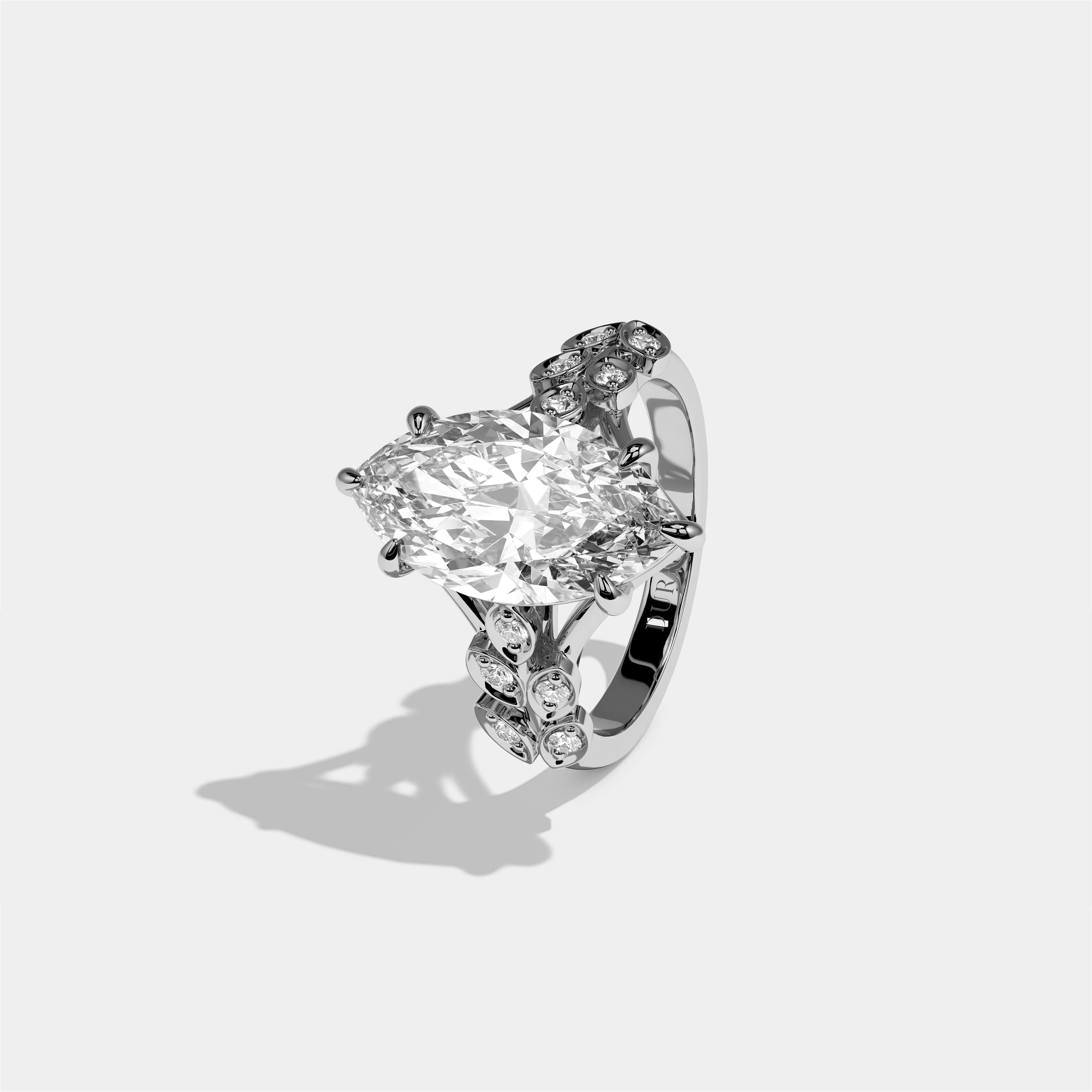 Aurisse Eclat Diamond Marquise Halo Engagement Ring 18K White Gold 6.00ct