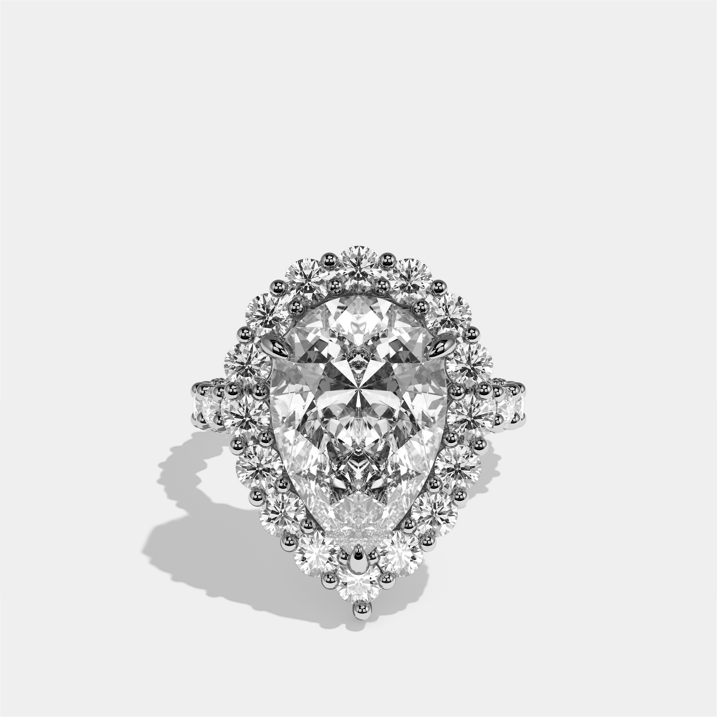 Judith Diamond Pear Halo Engagement Ring 18K White Gold 12.00ct