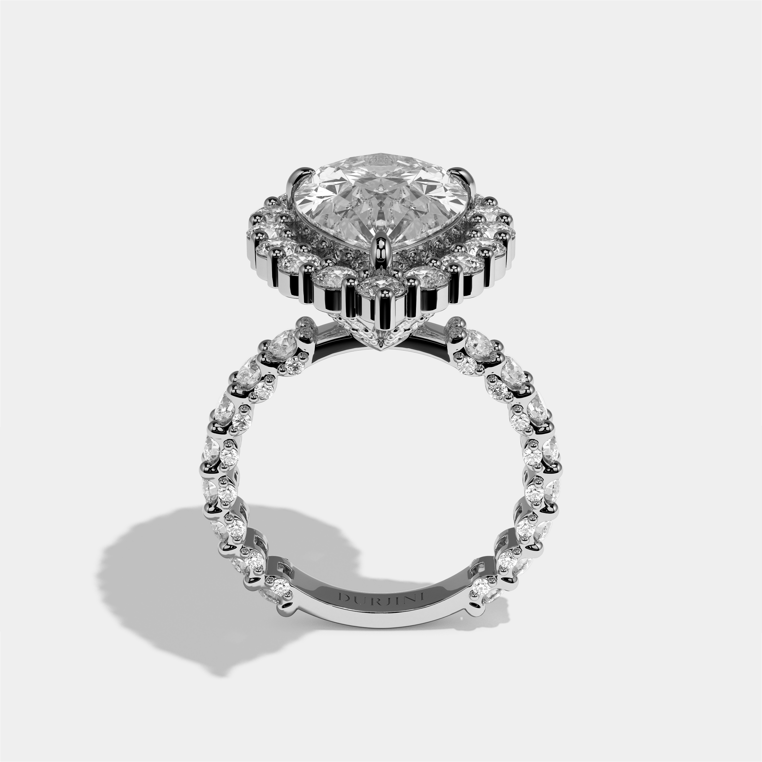 Judith Diamond Pear Halo Engagement Ring 18K White Gold 12.00ct