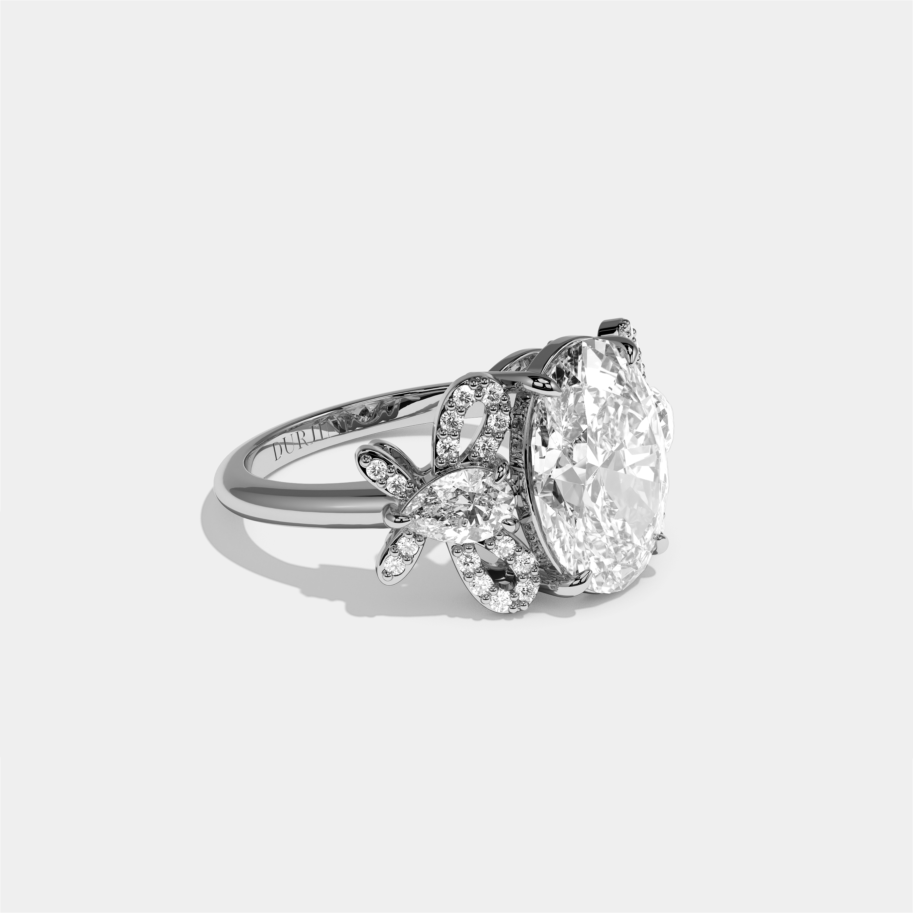 Malkah Diamond Oval Halo Engagement Ring 18K White Gold 9.00ct