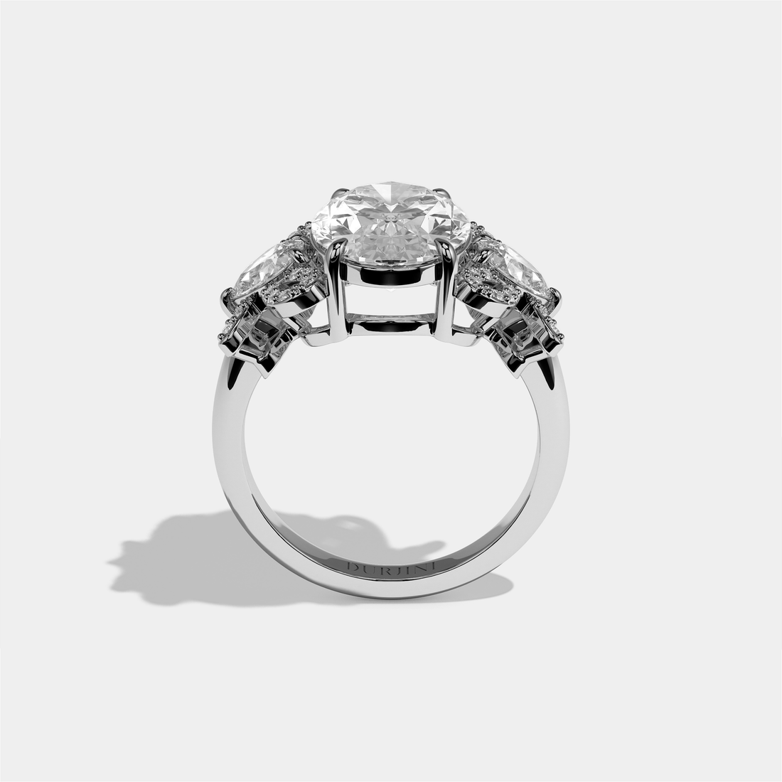 Malkah Diamond Oval Halo Engagement Ring 18K White Gold 9.00ct