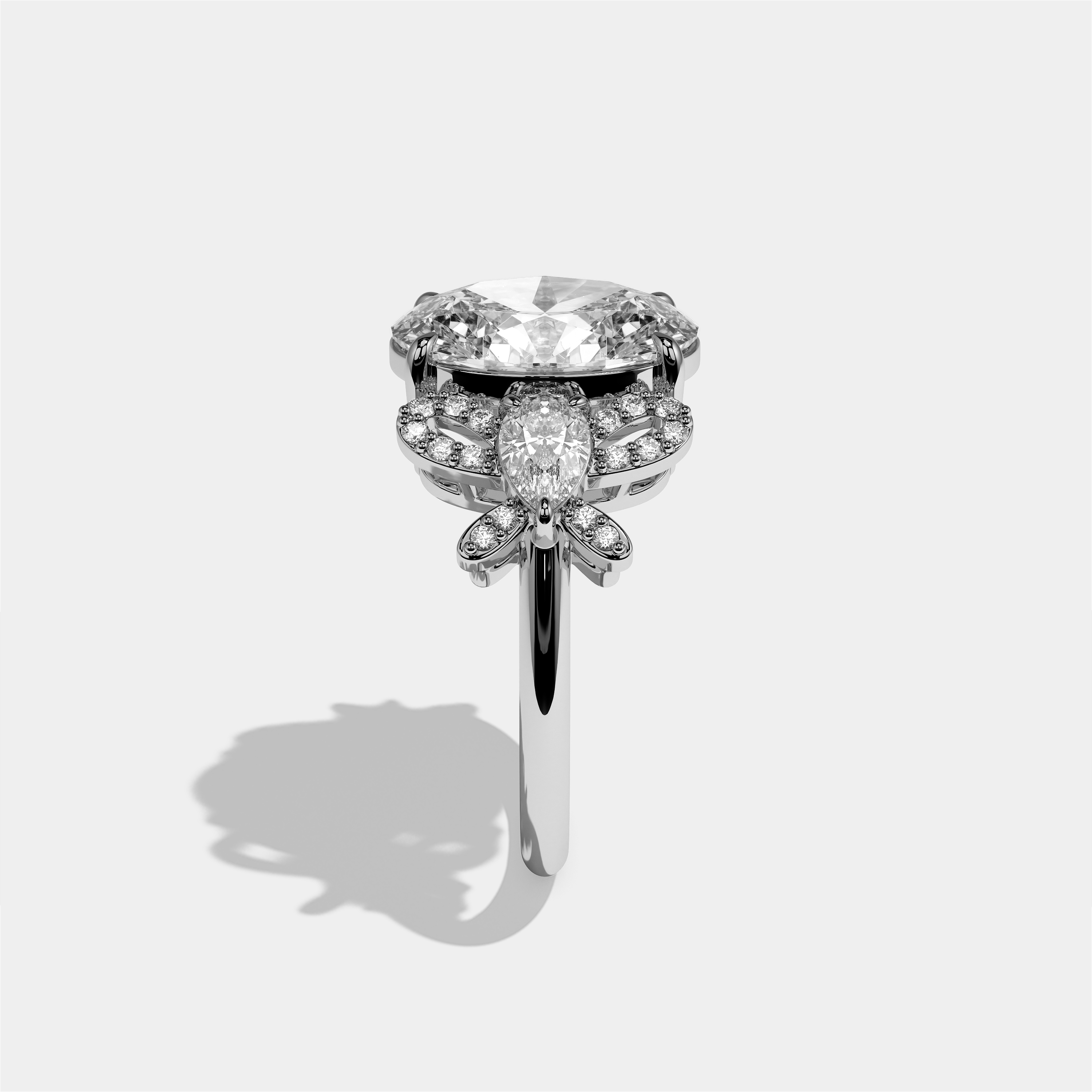 Malkah Diamond Oval Halo Engagement Ring 18K White Gold 9.00ct