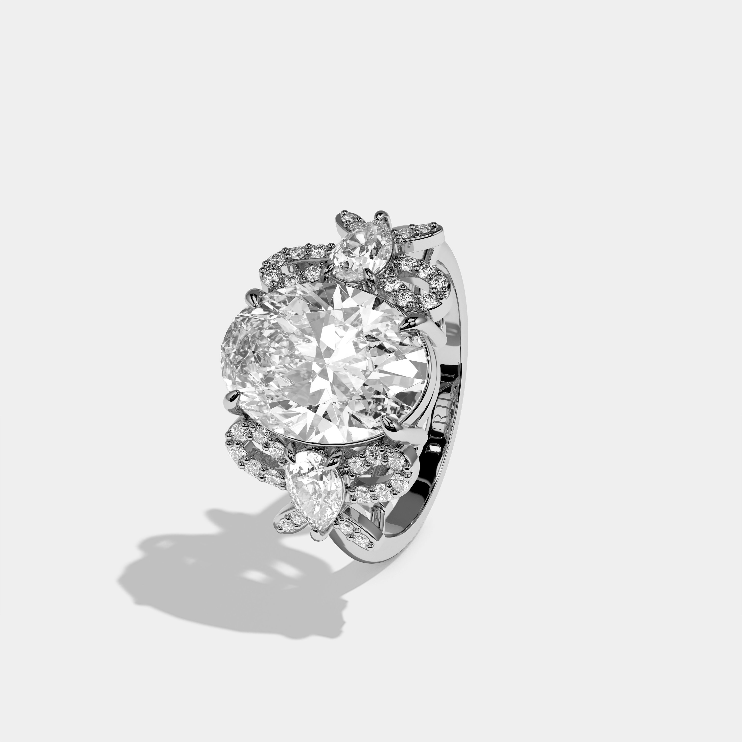 Malkah Diamond Oval Halo Engagement Ring 18K White Gold 9.00ct