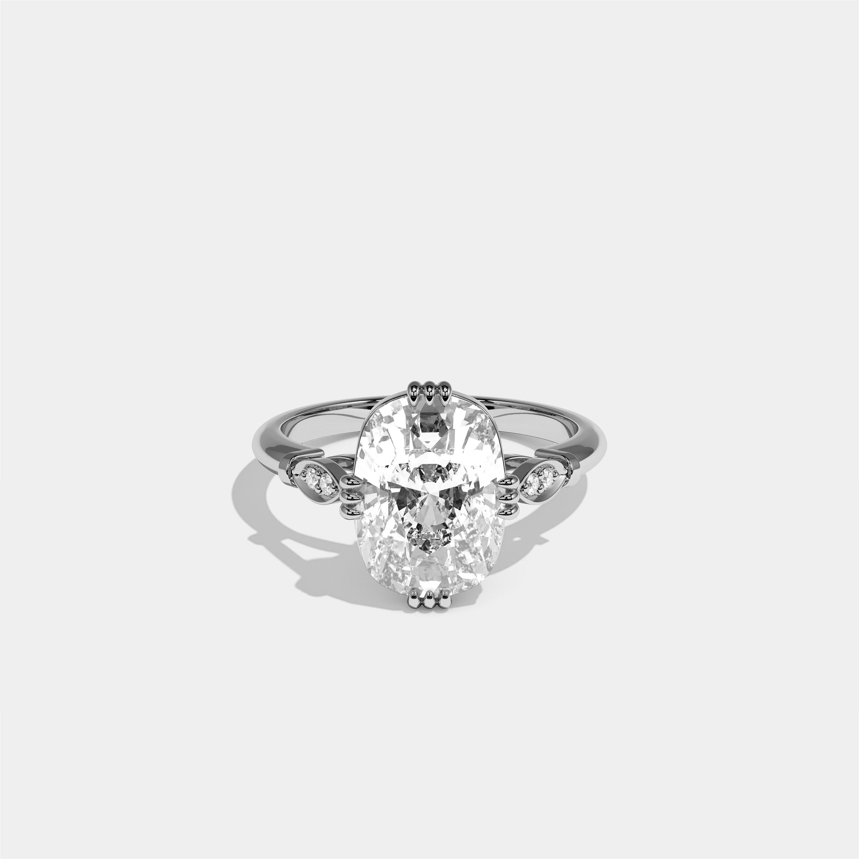 Ayala Diamond Cushion Halo Engagement Ring 18K White Gold 5.00ct