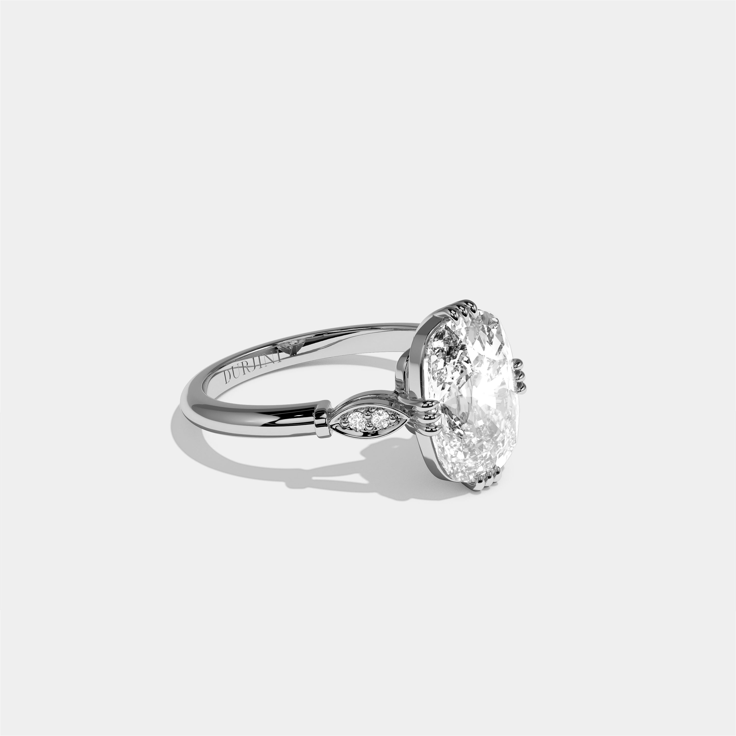 Ayala Diamond Cushion Halo Engagement Ring 18K White Gold 5.00ct