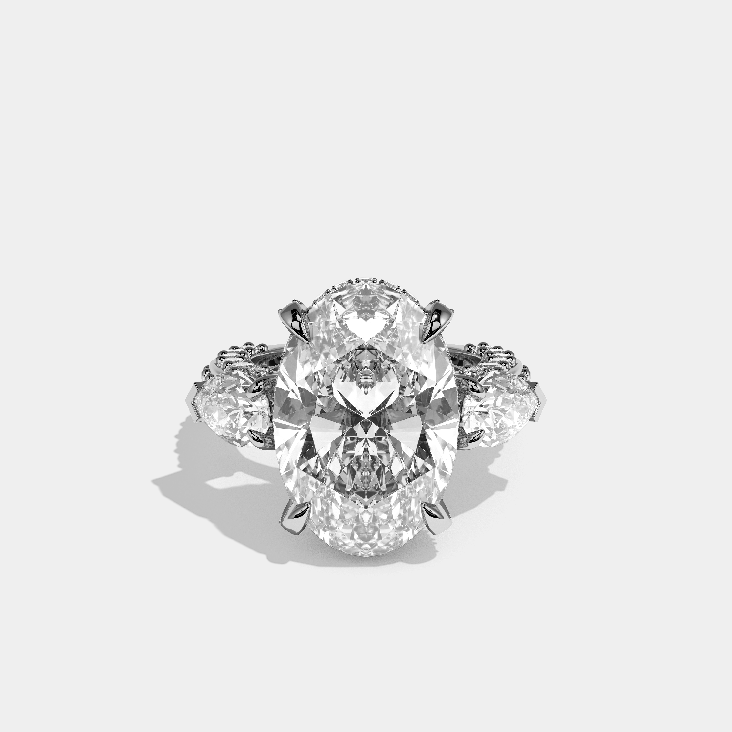 Shira Diamond Oval Halo Engagement Ring 18K White Gold 12.00ct