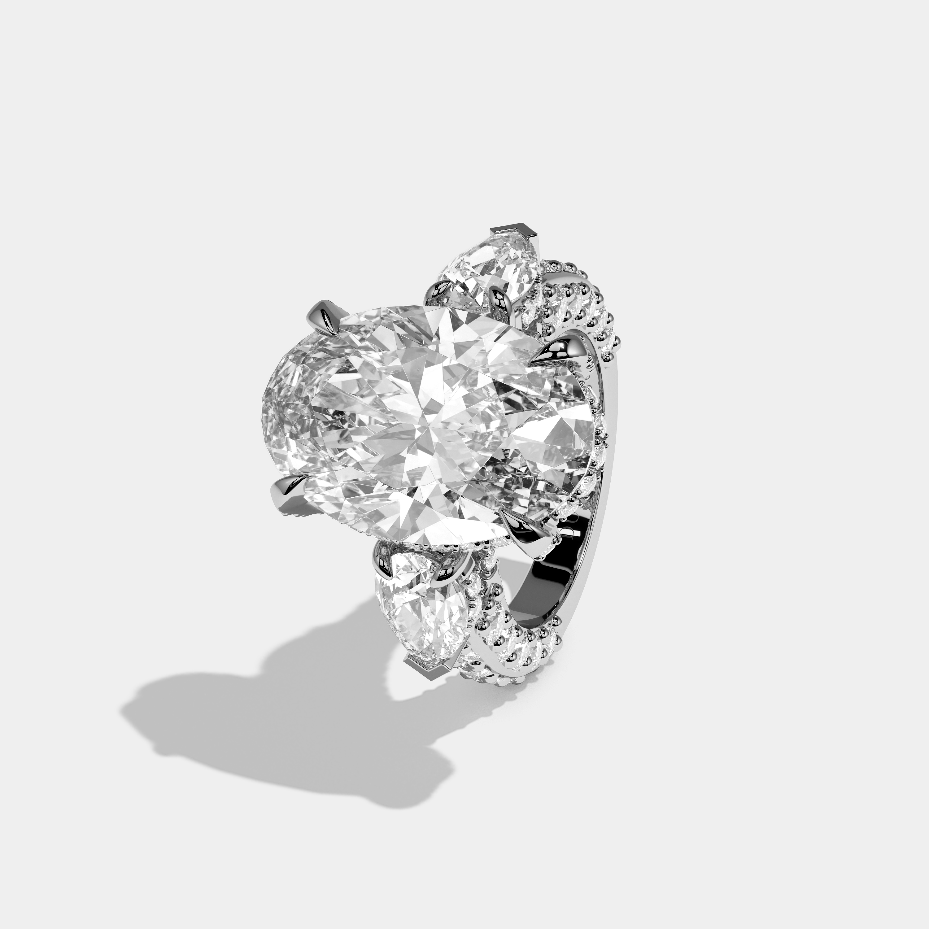 Shira Diamond Oval Halo Engagement Ring 18K White Gold 12.00ct