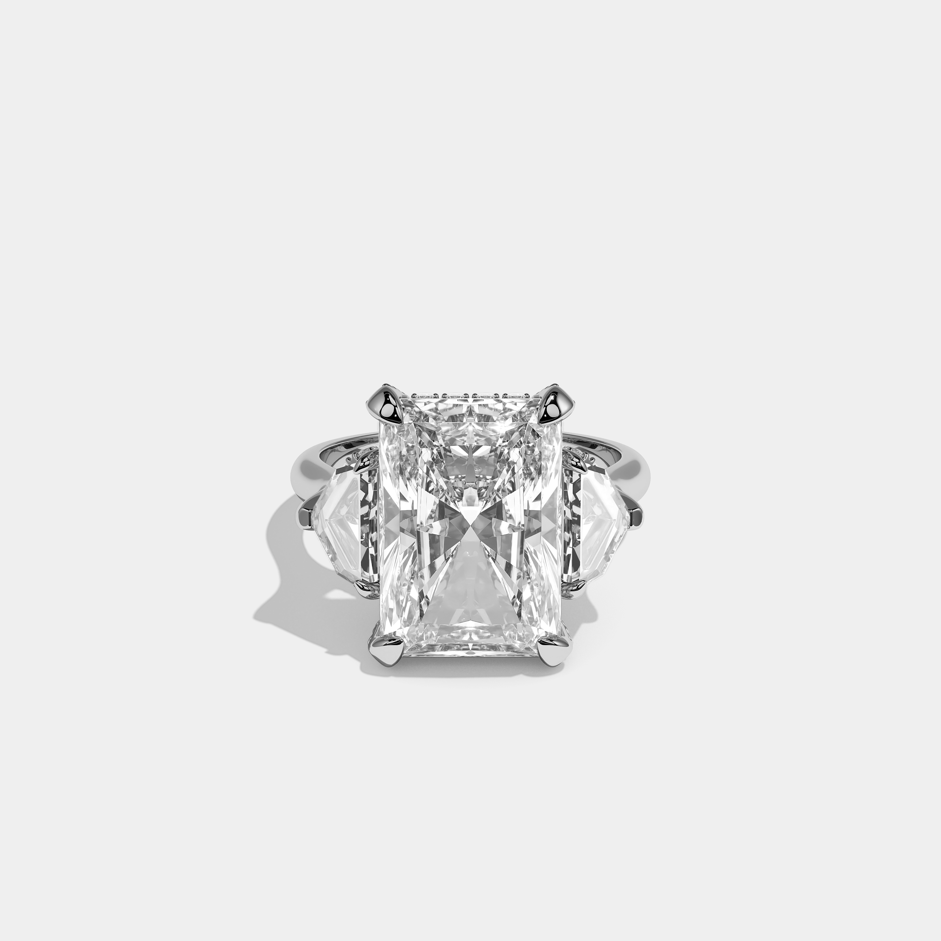 Nora Diamond Radiant Halo Engagement Ring 18K White Gold 12.00ct