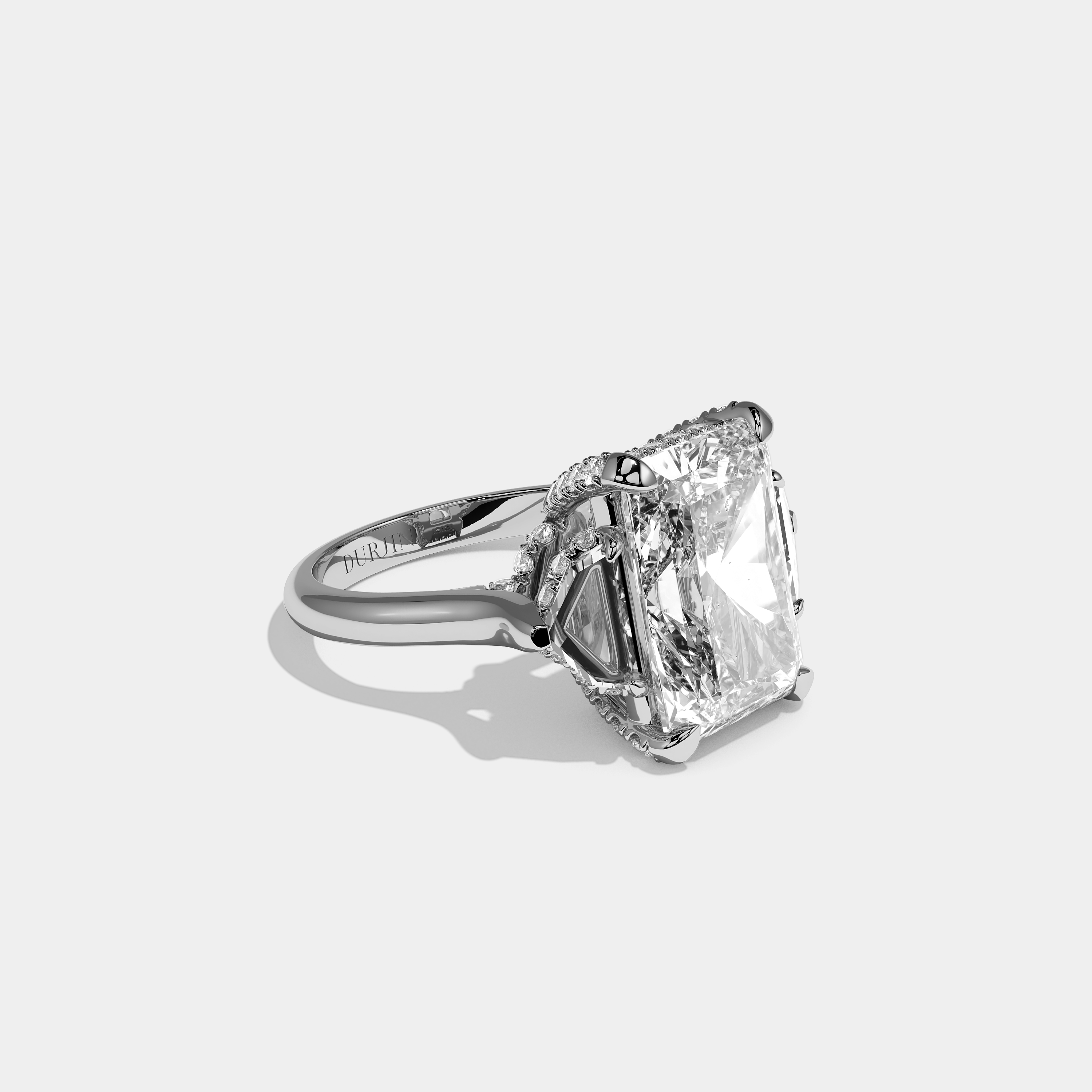 Nora Diamond Radiant Halo Engagement Ring 18K White Gold 12.00ct