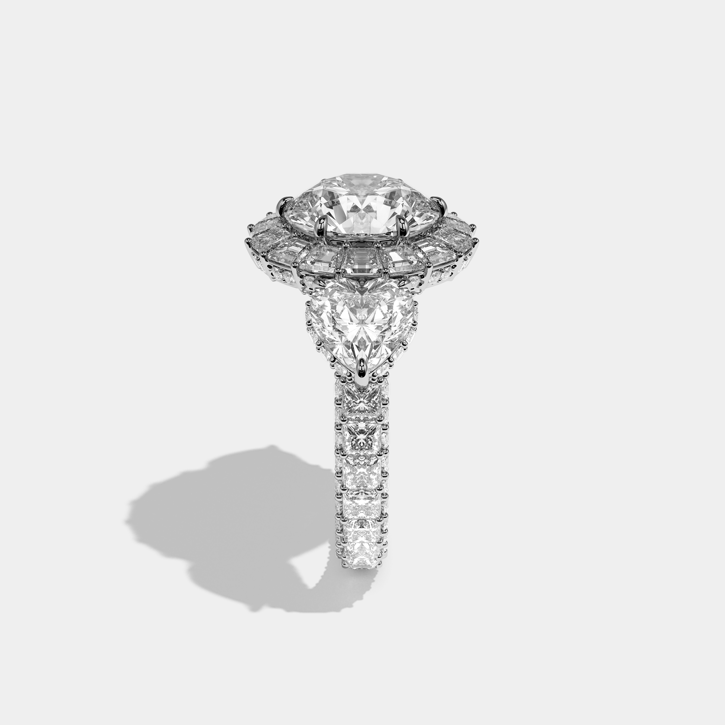 Shira Diamond Round Brilliant Halo Engagement Ring 18K White Gold 15.00ct