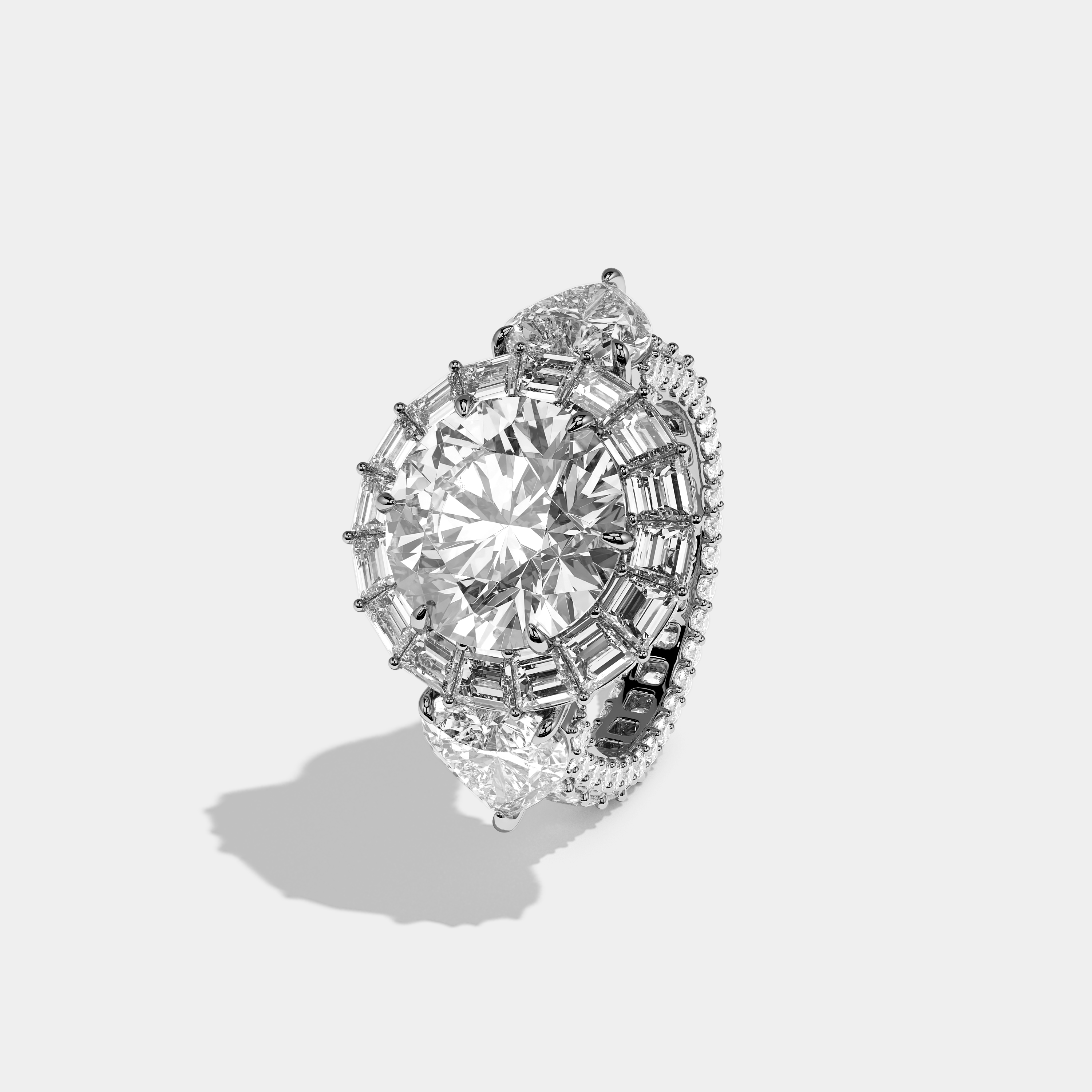 Shira Diamond Round Brilliant Halo Engagement Ring 18K White Gold 15.00ct