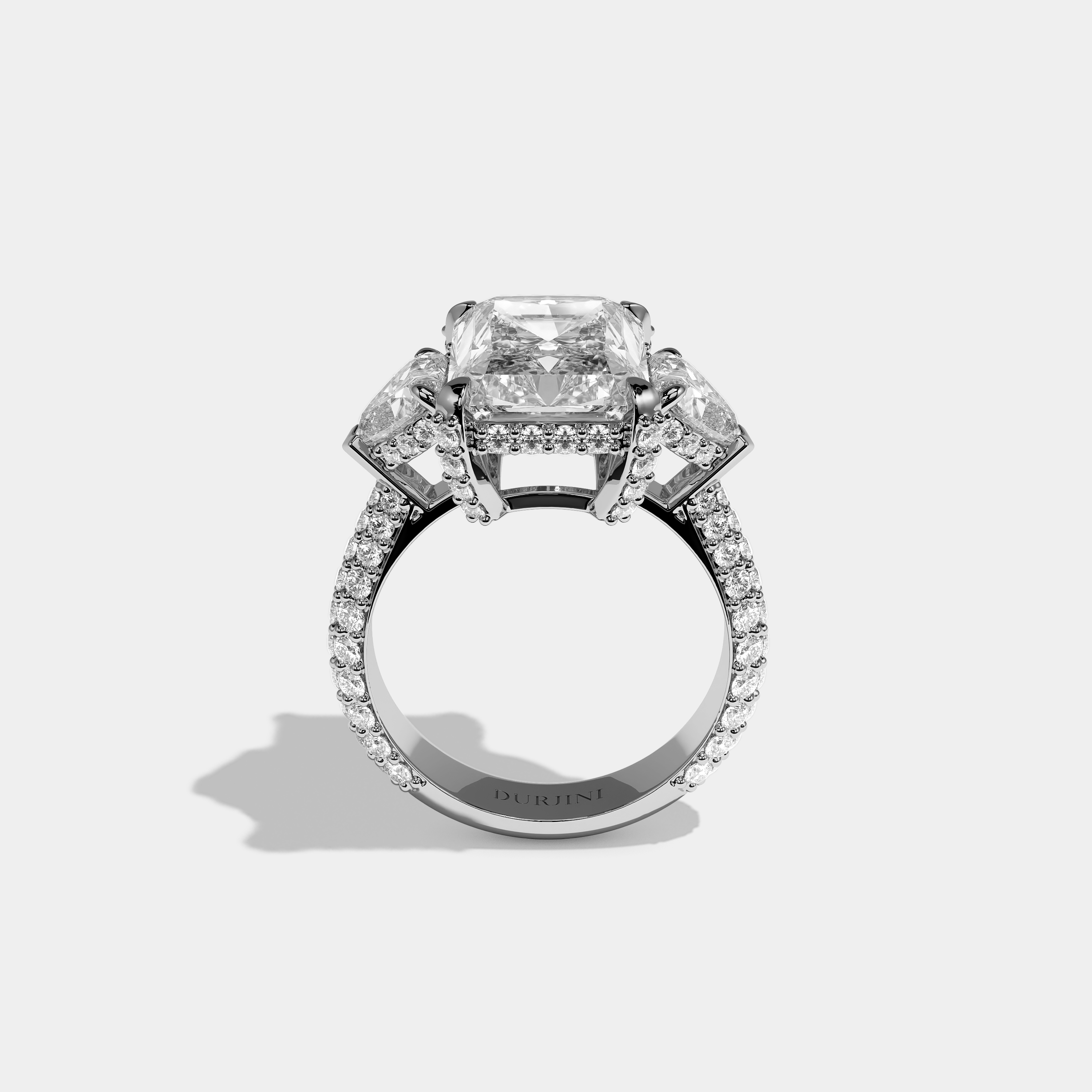 Luna Diamond Radiant Halo Engagement Ring 18K White Gold 14.00ct