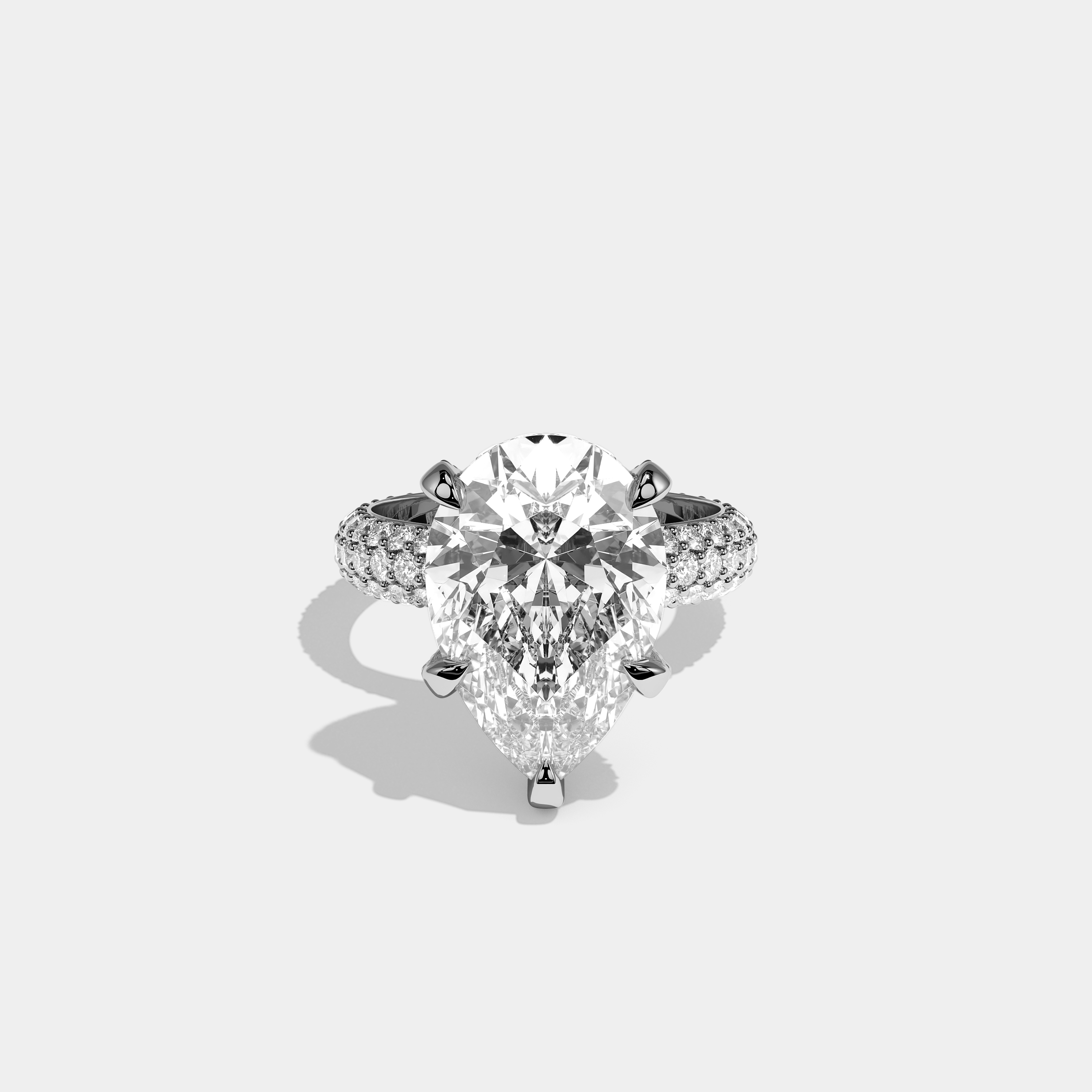 Shira Diamond Pear Halo Engagement Ring 18K White Gold 12.00ct