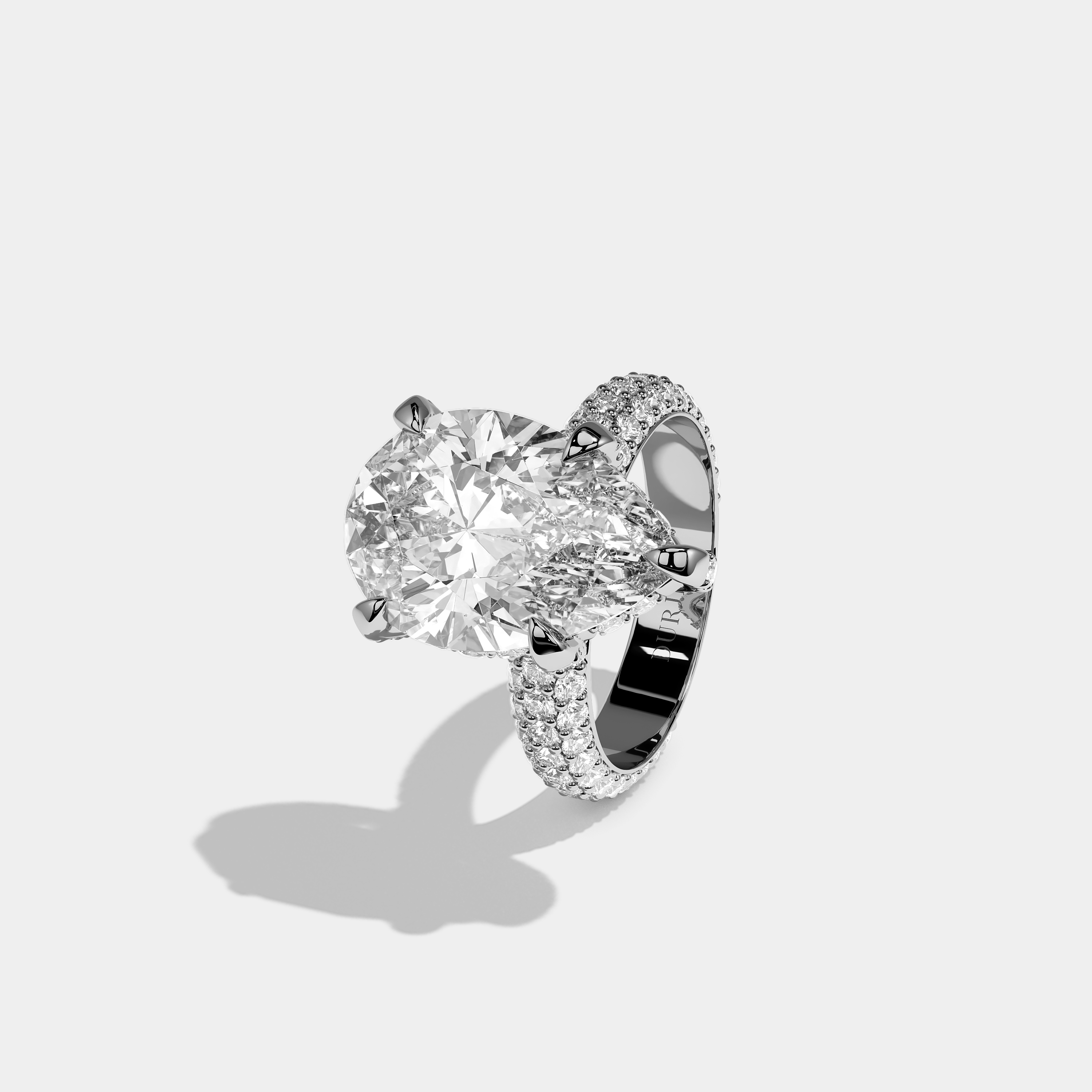 Shira Diamond Pear Halo Engagement Ring 18K White Gold 12.00ct