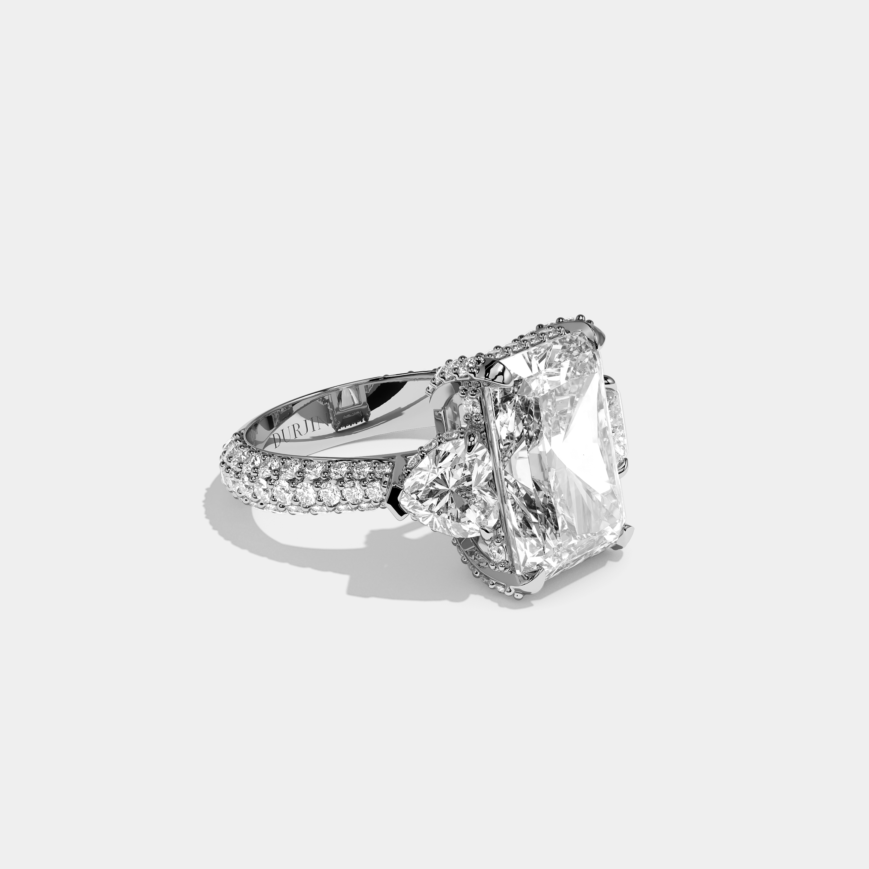 Mira Diamond Radiant Halo Engagement Ring 18K White Gold 14.00ct