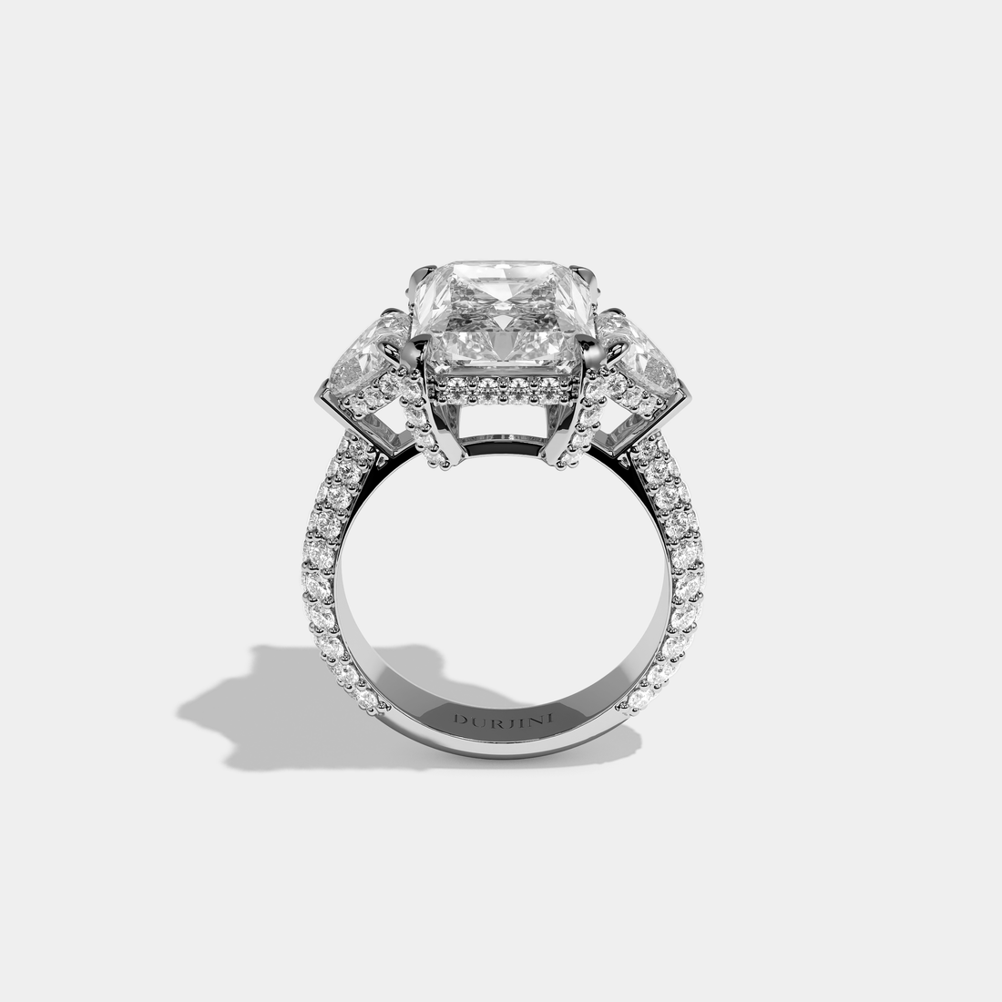 Mira Diamond Radiant Halo Engagement Ring 18K White Gold 14.00ct