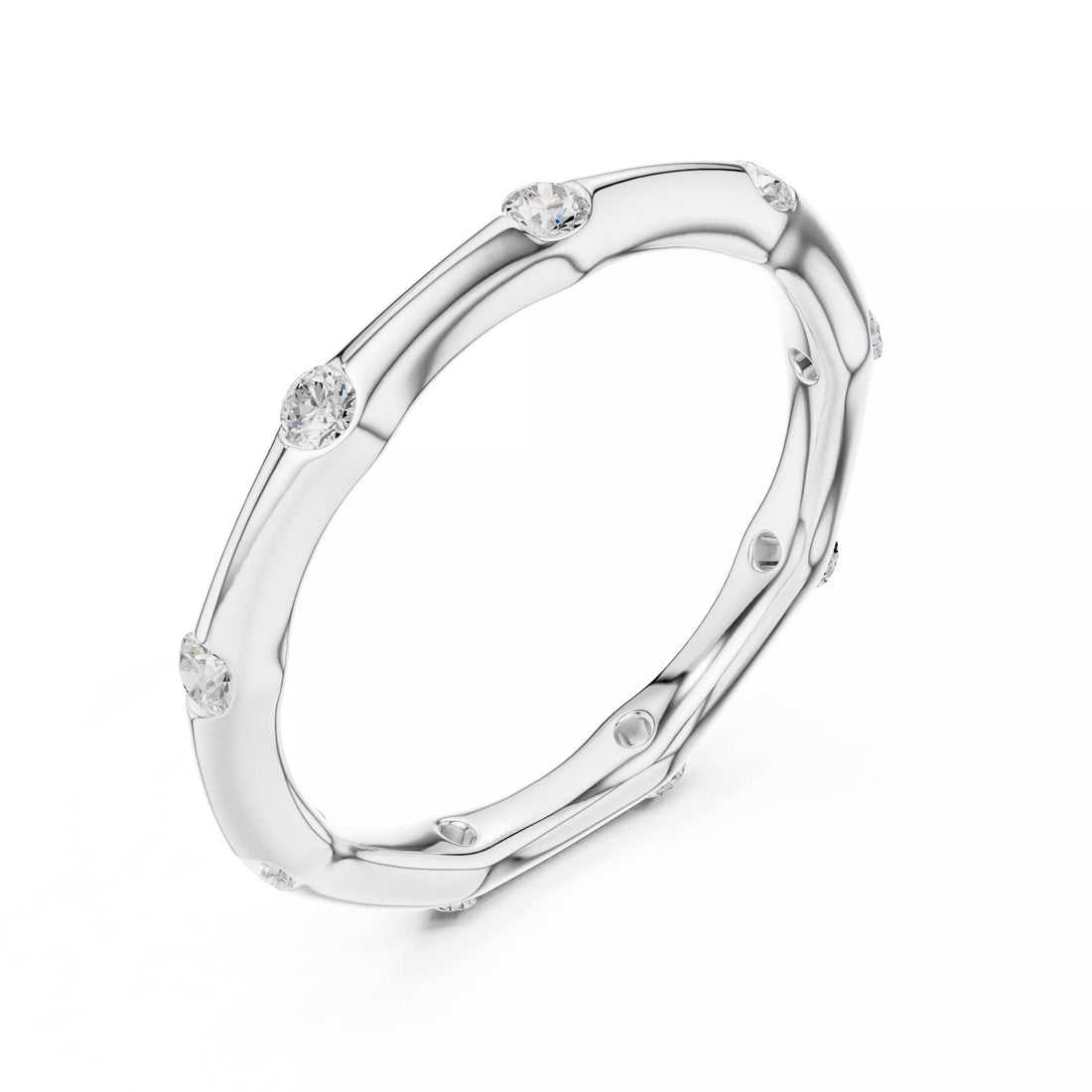 2mm Round Cut Diamond Stackable Wedding Band