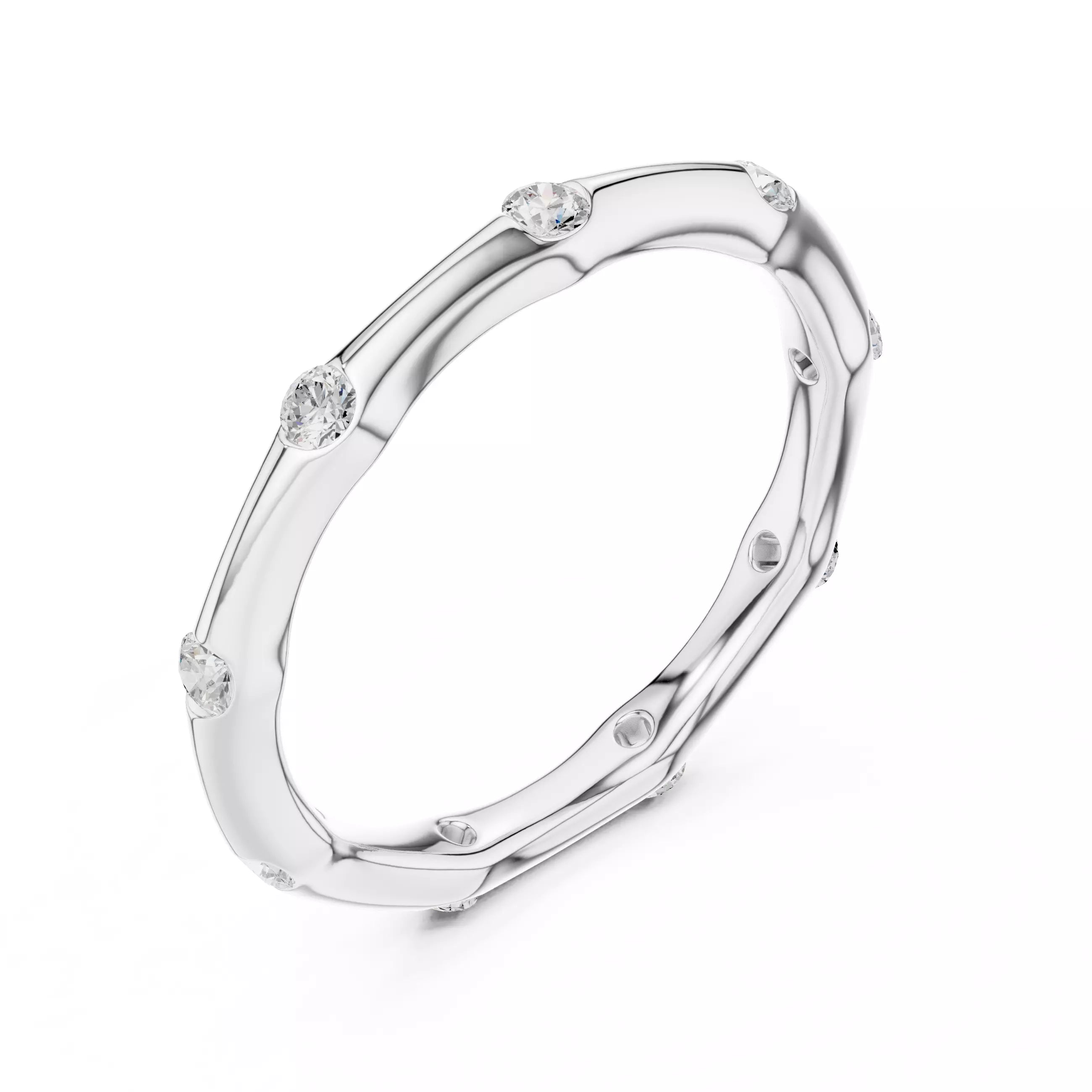 2mm Round Cut Diamond Stackable Wedding Band