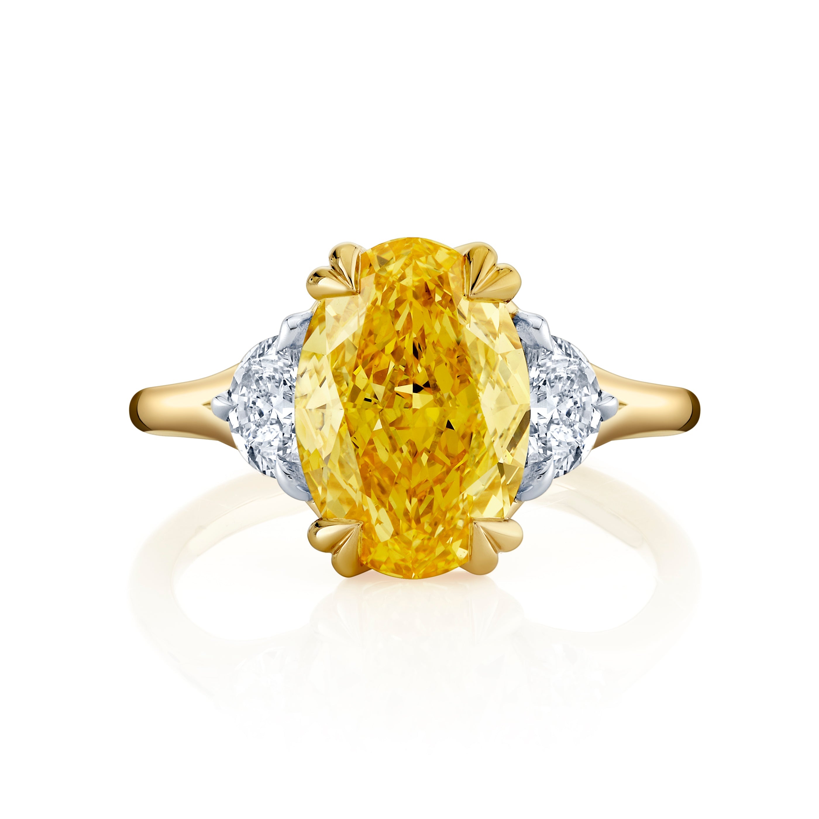 Jane Oval Yellow Diamond Three Stone Engagement Ring