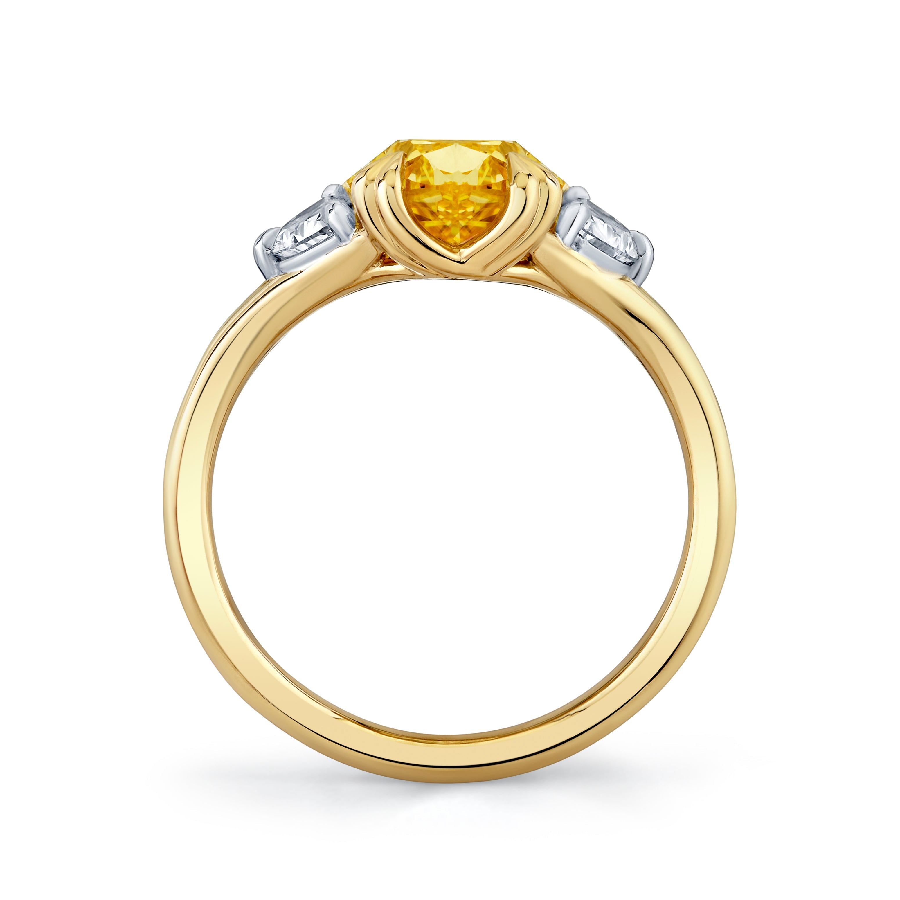 Jane Oval Yellow Diamond Three Stone Engagement Ring