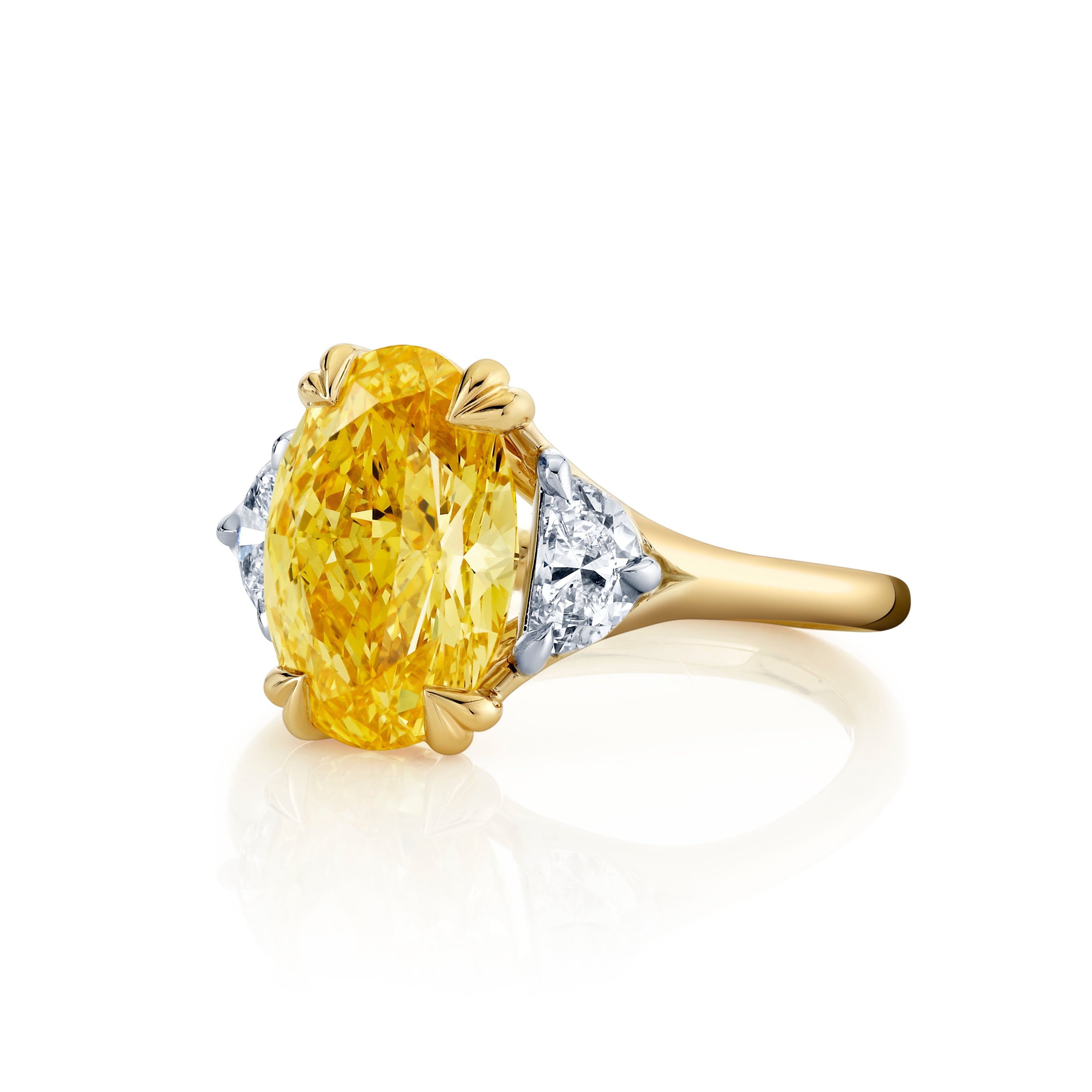 Jane Oval Yellow Diamond Three Stone Engagement Ring