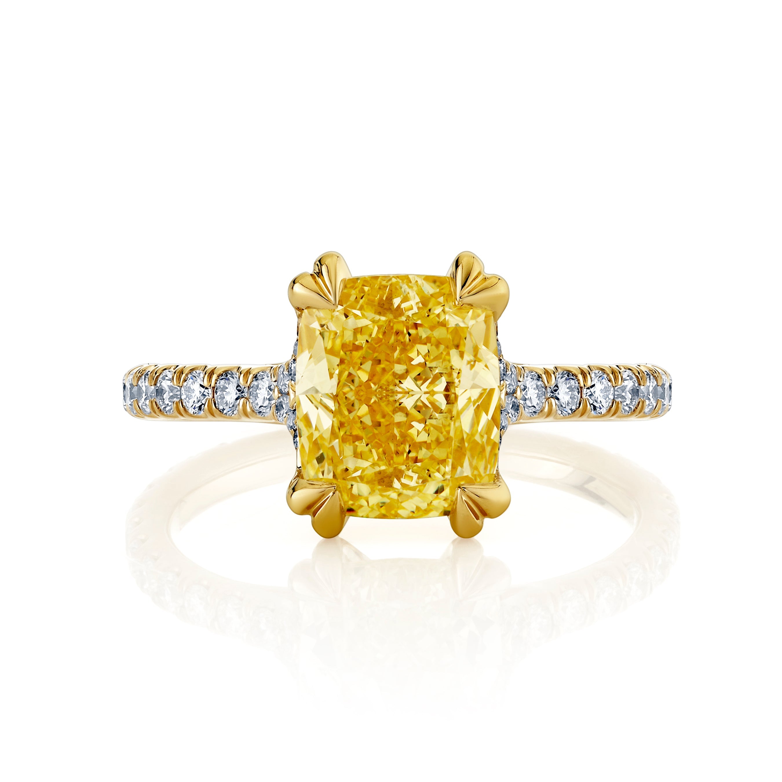 Elle Cushion Solitaire Lab Yellow Diamond Engagement Ring