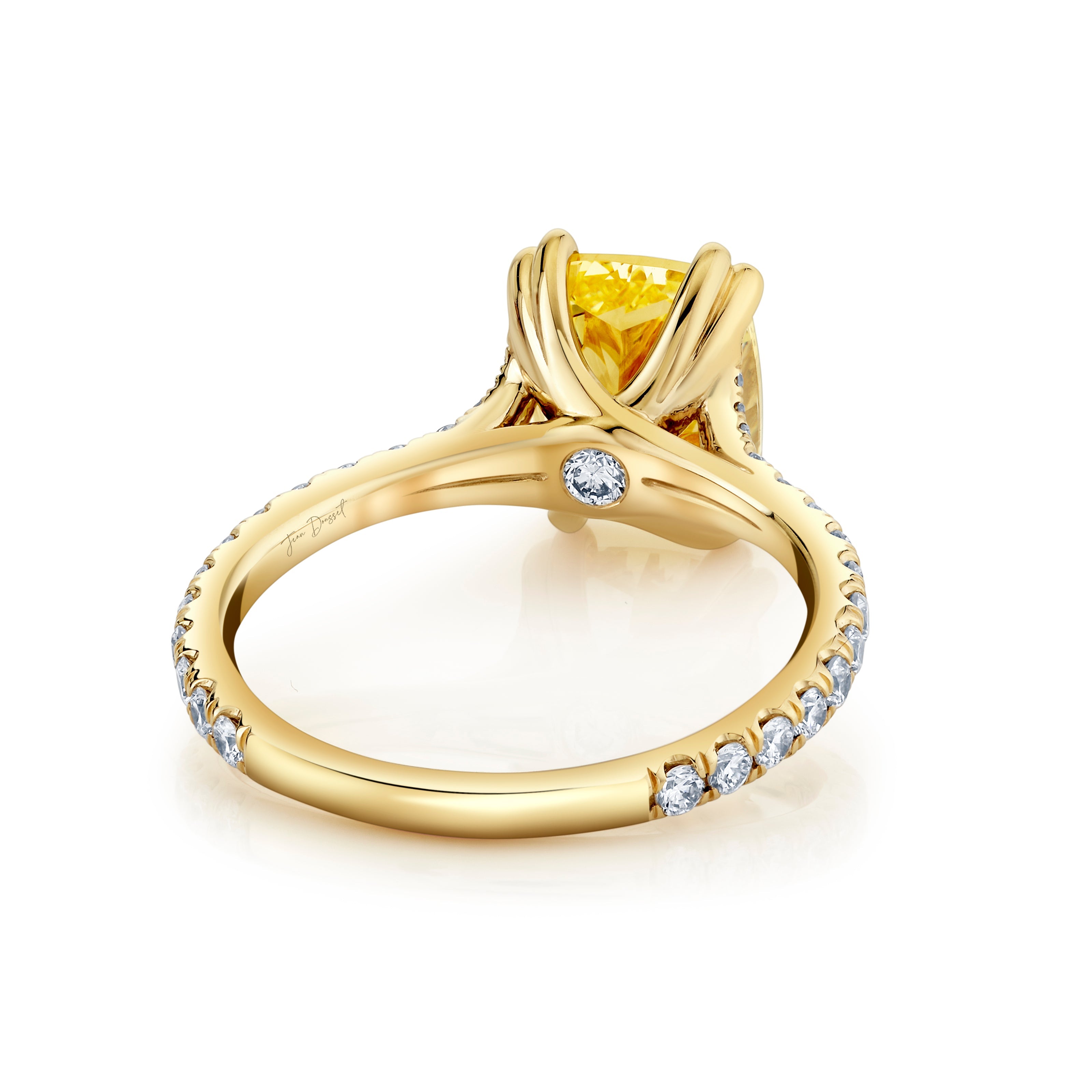 Elle Cushion Solitaire Lab Yellow Diamond Engagement Ring